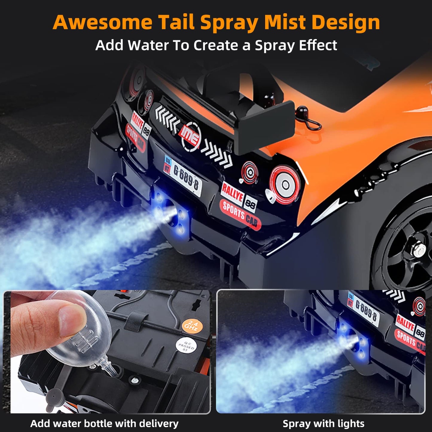 Sakeye RC Drifting Car 2.4GHz 1:16 4WD Remote Control Cars High Speed RC Cars with LED Lights Two Batteries and Drifting Tires Racing Sport Toy Cars for Adults Boys Kids Gift