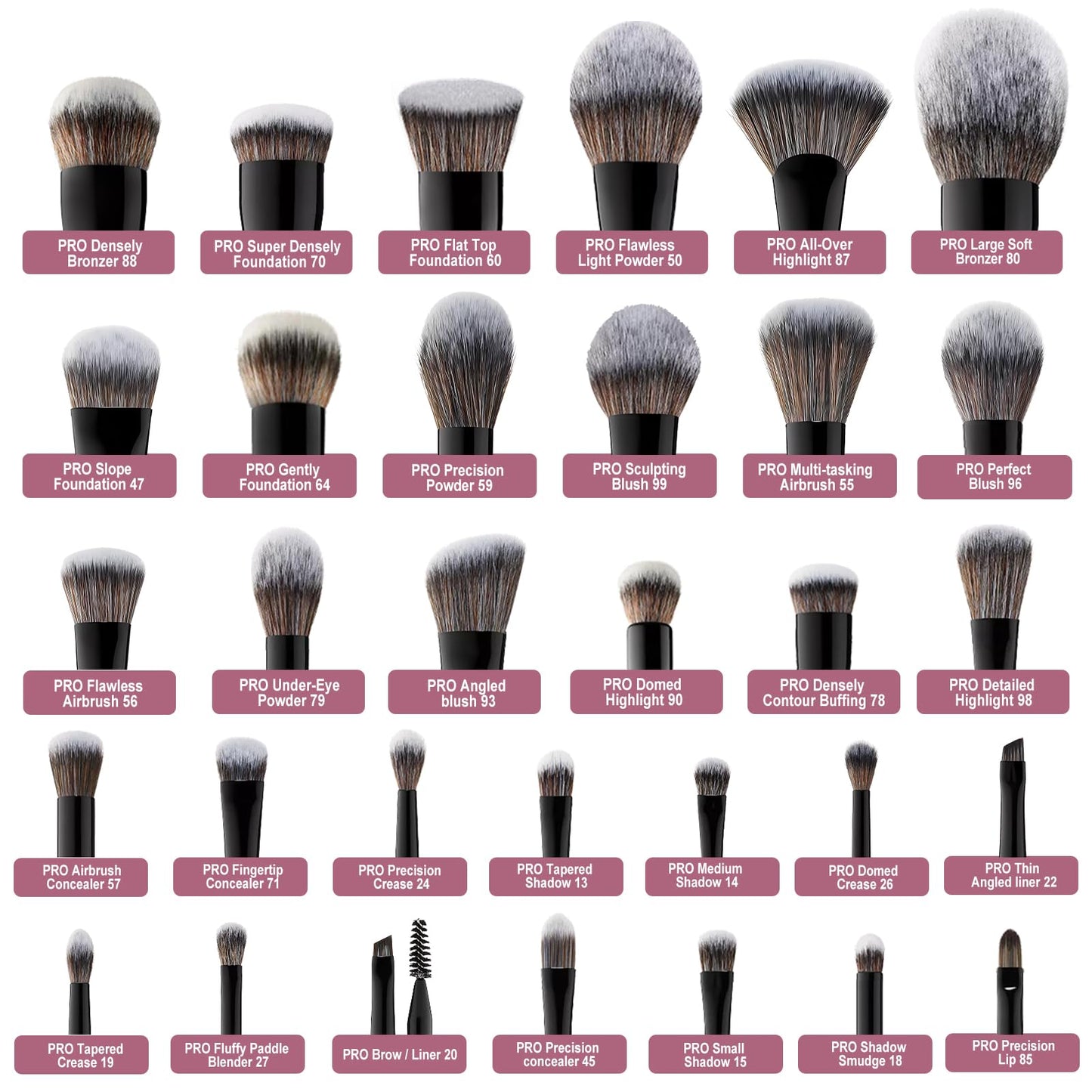 Bueart Design 32Pcs Pro Grade Makeup Brushes Set with Extra large Holder Premium Ultra Soft Bristle,High Elastic Vegan Cruelty-free Synthetic Hair