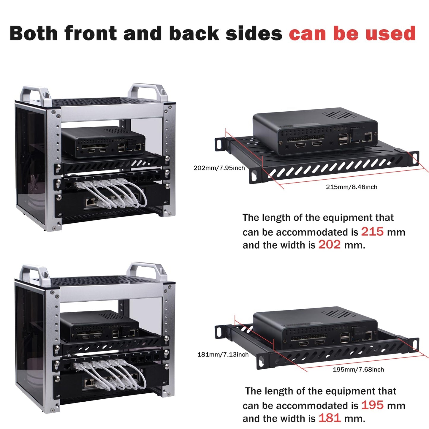 GeeekPi 0.5U Heavy Duty Server Rack for DeskPi RackMate T1/T0 Server Rack and 10" Network Cabinet Server Rack, Perforated Design, 25kg Load Capacity, Black
