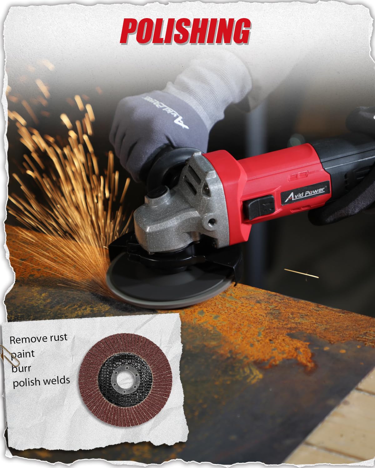 AVID POWER Angle Grinder, 7.5-Amp 4-1/2 inch Electric Grinder Power Tools with Grinding Wheels, Cutting Wheels, Flap Disc and Auxiliary Handle for Cutting, Grinding, Polishing and Rust Removal