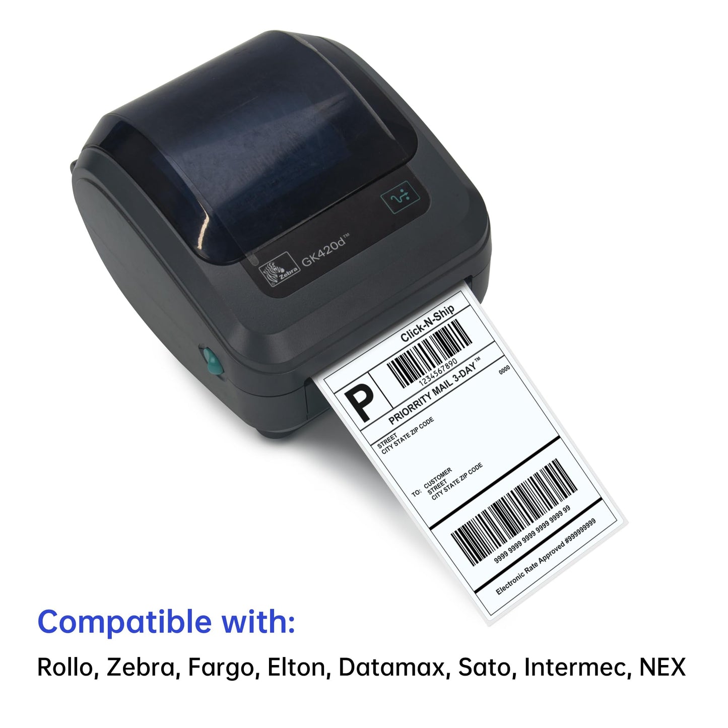 L LIKED 2500 Fanfold 4" x 6" Direct Thermal Shipping Labels, with Perforated line for Thermal Printers - Compatible with Zebra & Rollo Printer
