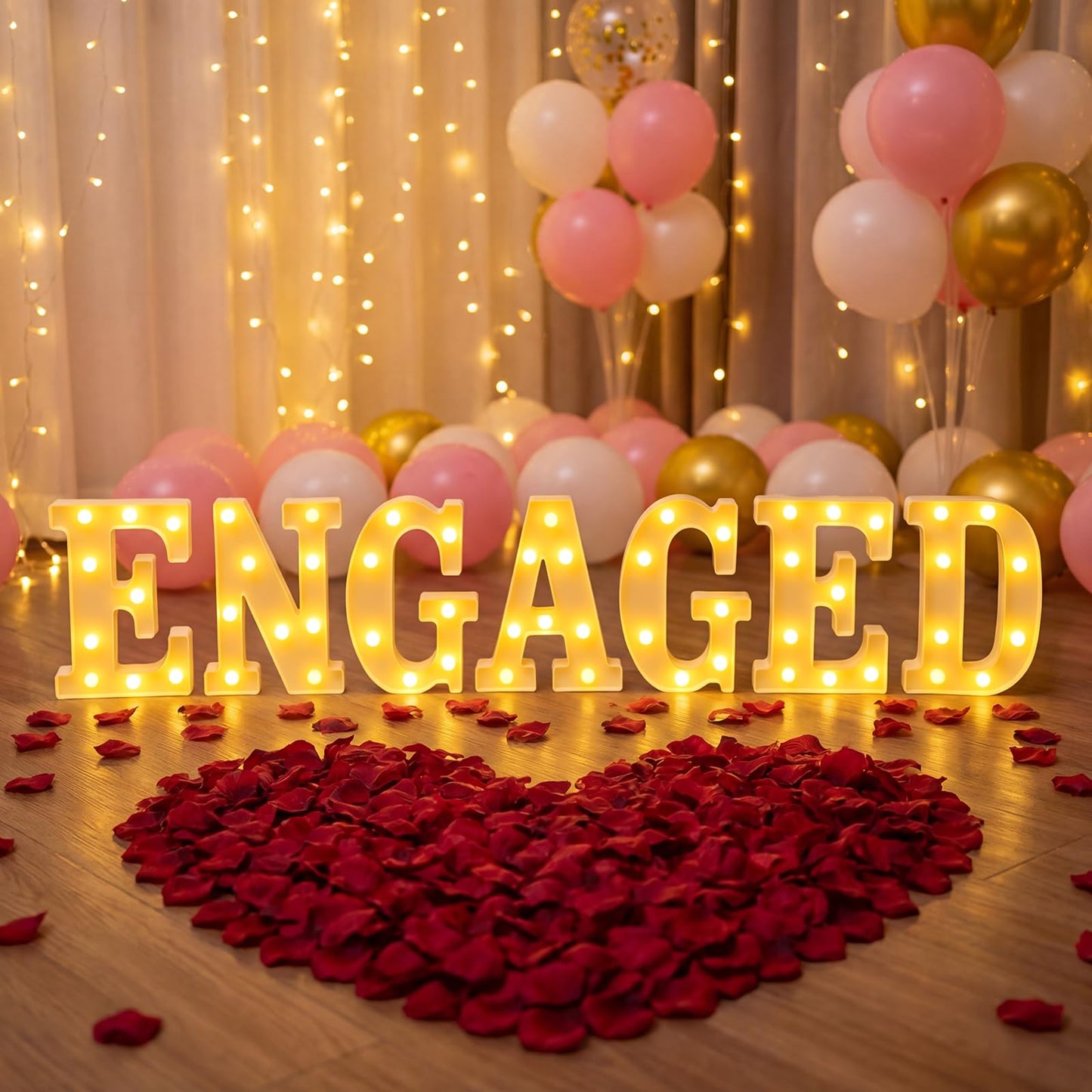 Engagement Party Decorations, 8.3 Inch Engaged Light Up Letters Sign, Large Engaged Table Decoration for Engagement Wedding Bridal Shower