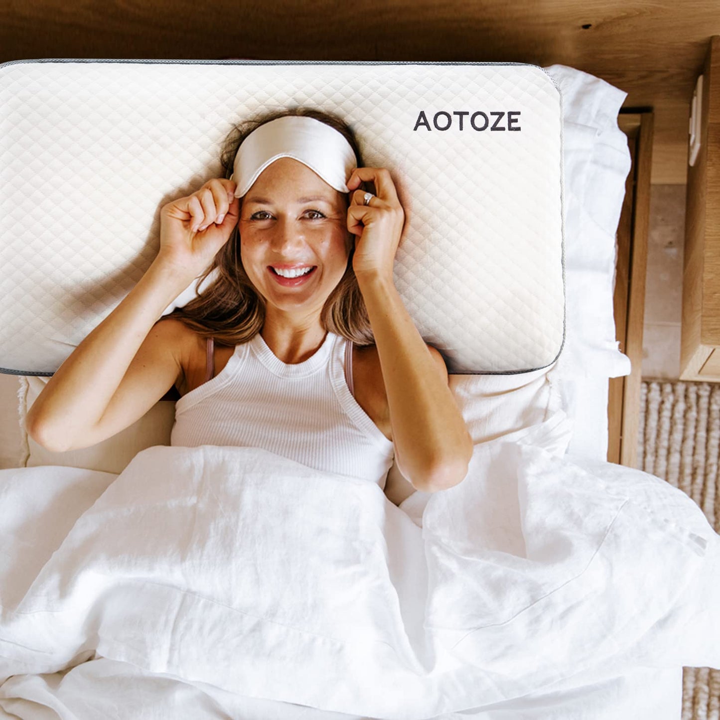 AOTOZE Best Flat Pillow for Deep Sleep, Hard Pillow for Sleeping, Memory Foam Pillow, Oeko-TEX & CertiPUR-US Double Certification, 70 x 38 x 11 cm