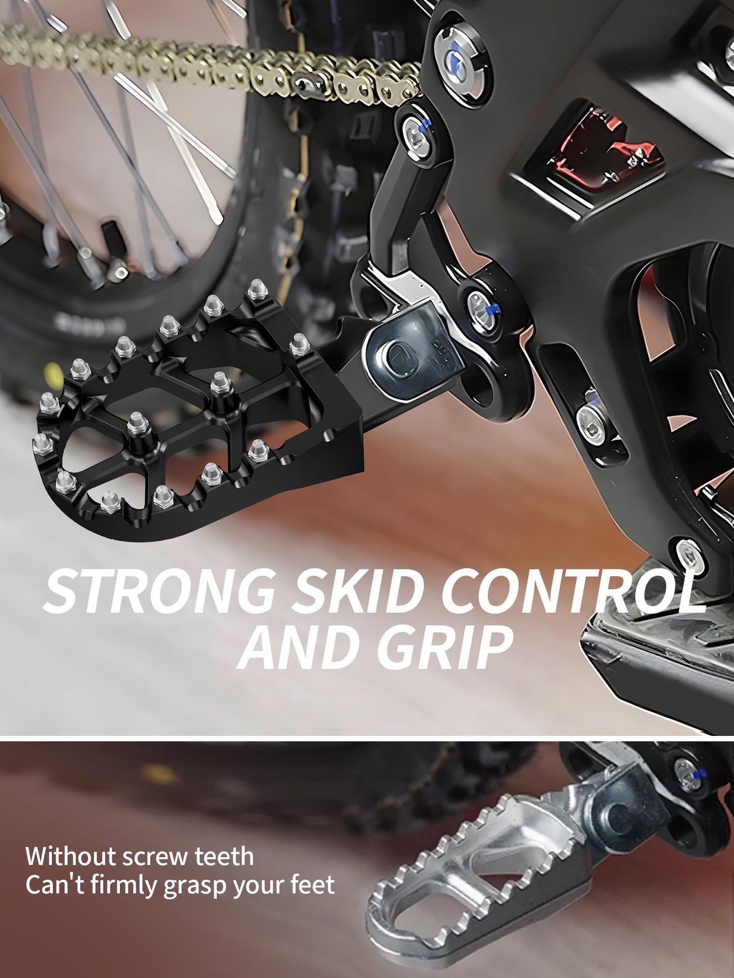 JFG RACING Dirt Bike Pegs,Motorcycle Dirt Bike Foot Pegs MX Foot Pedals Rests CNC for Light Bee Surron Sur Ron/CRF150F 2003-2017/CRF230F 2003-2019 - Black
