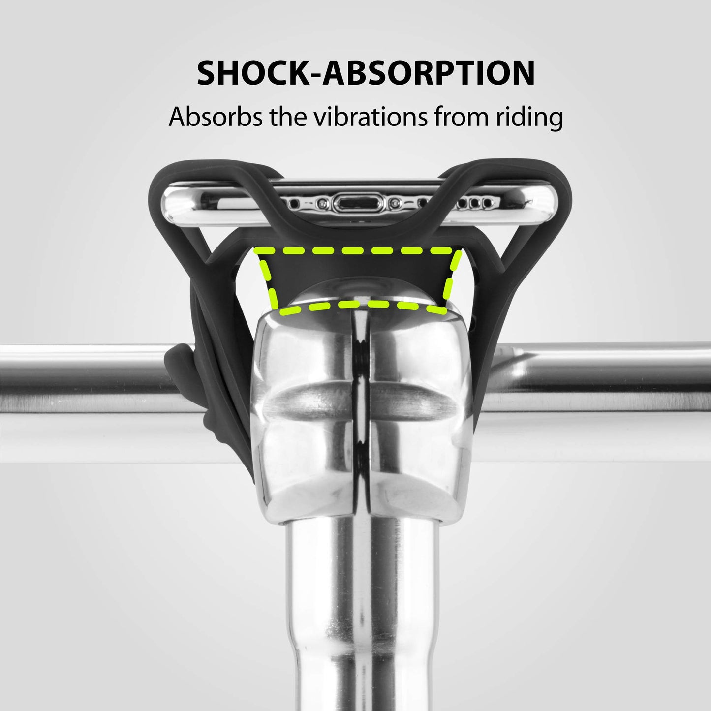 BONE Bike Tie Pro 4, Bike Phone Mount for Stem, Scratch-Free Silicone Bicycle Phone Holder with Shock-Absorbing Design, Compatible with Most Smartphones