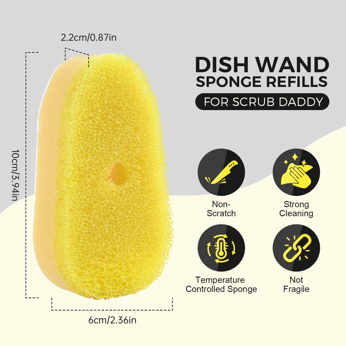 20 Packs Dish Wand Sponge Refills for Scrub Daddy Dish Daddy, Scrub Brush Replacement Heads, Dish Brush Replacement Head for Kitchen Cleaning, Yellow (Only Sponge Heads)