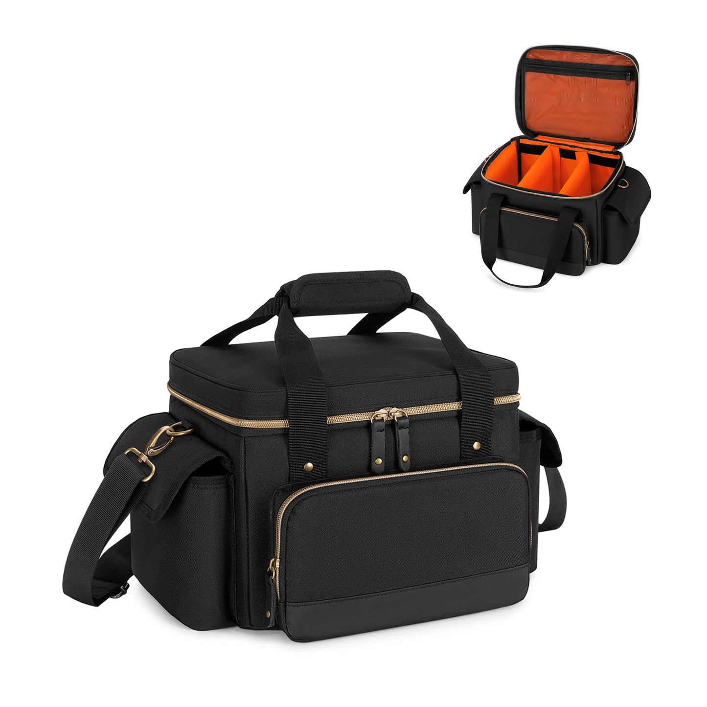 Damero DJ Cable File Bag with Detachable Dividers, Small Gig Cable Bag for Cords, DJ Gear, Sound Instrument and Accessories, Black