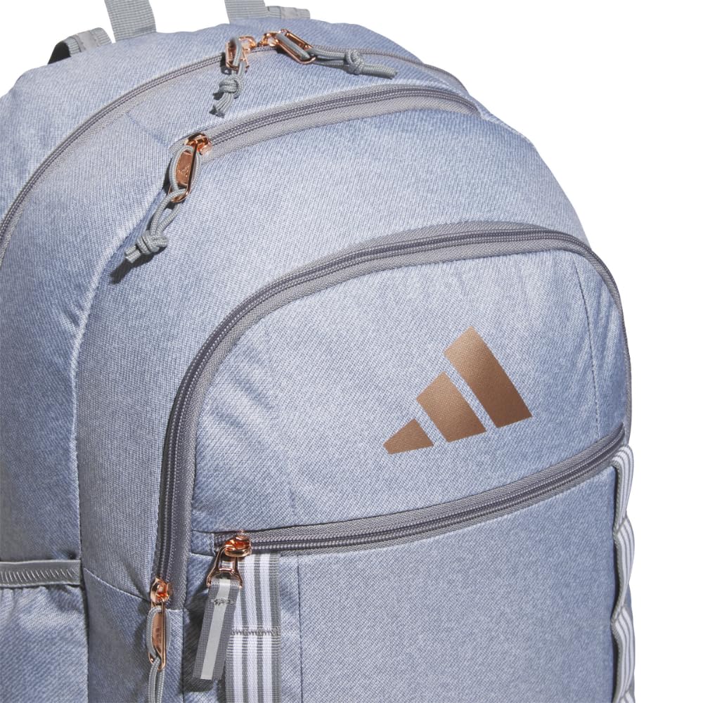 adidas Unisex-Adult Excel 7 Backpack, Grey/Grey/Rose Gold Metallic, One Size Fits All