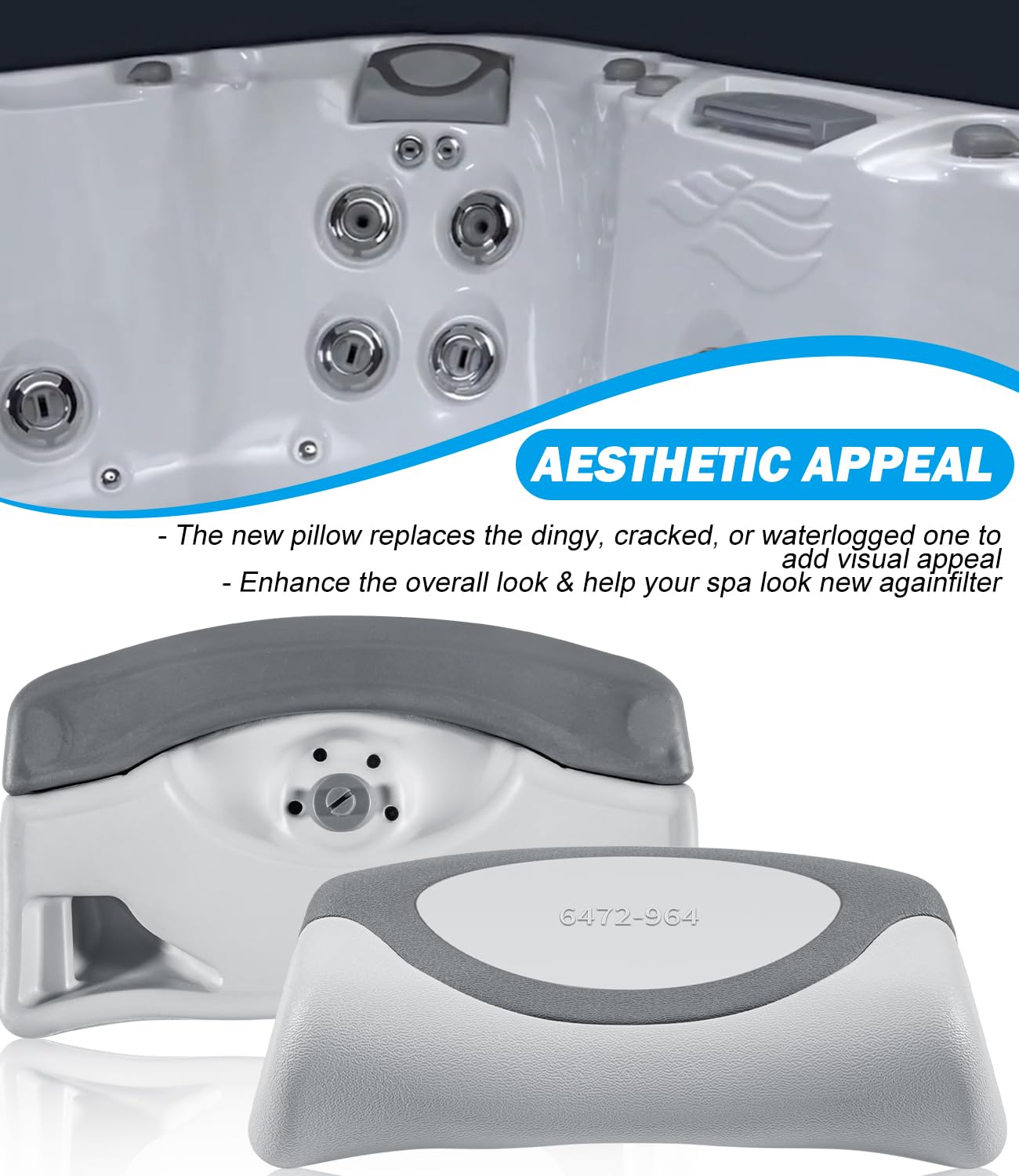 Bonbo 2-Pack 6472-964 Spas Replacement Pillow Fit for 2009-2017 Sundance 880 Series Spa & Hot Tub, Replace for 6455-484