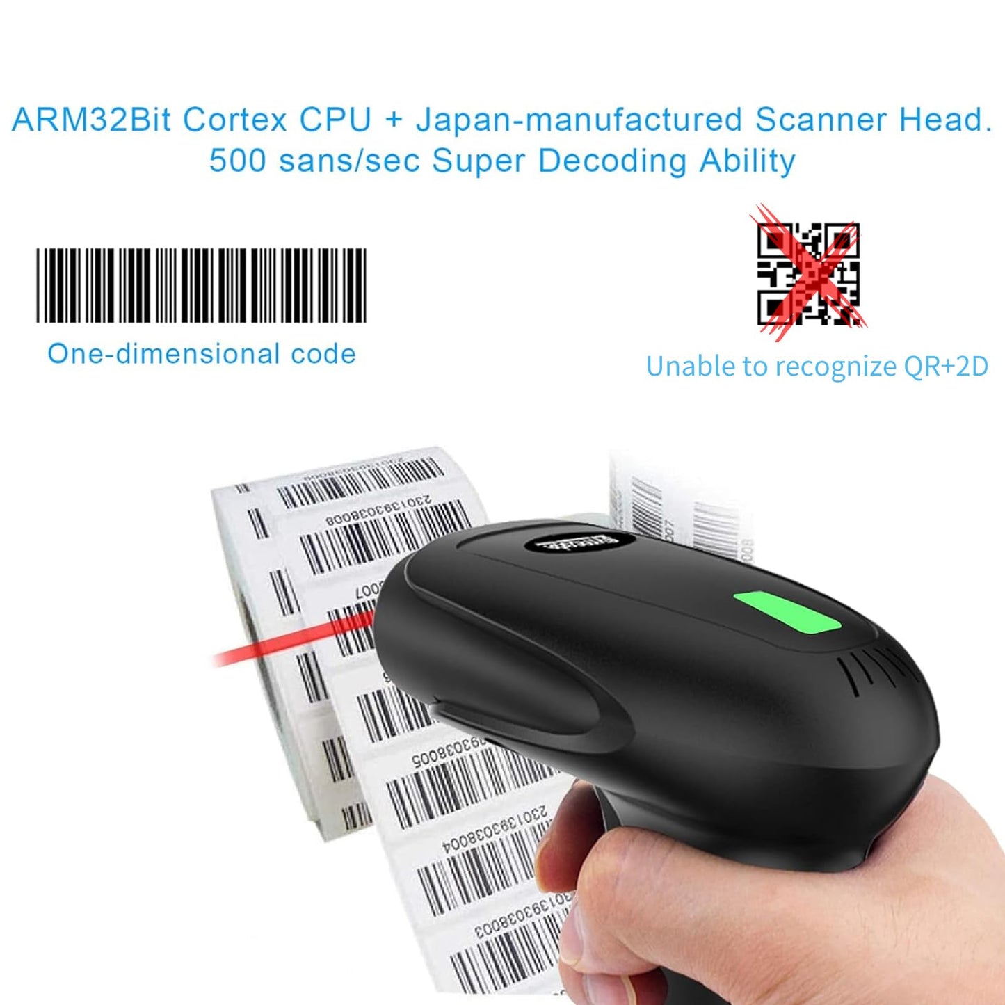 USB Wireless Barcode Scanner with Stand,Symcode Barcode Scanner Wireless Versatile 2-in-1 (2.4Ghz Wireless+USB 2.0 Wired) Rechargeable Cordless 1D Barcode Reader Handheld Bar Code Scanner Wireless