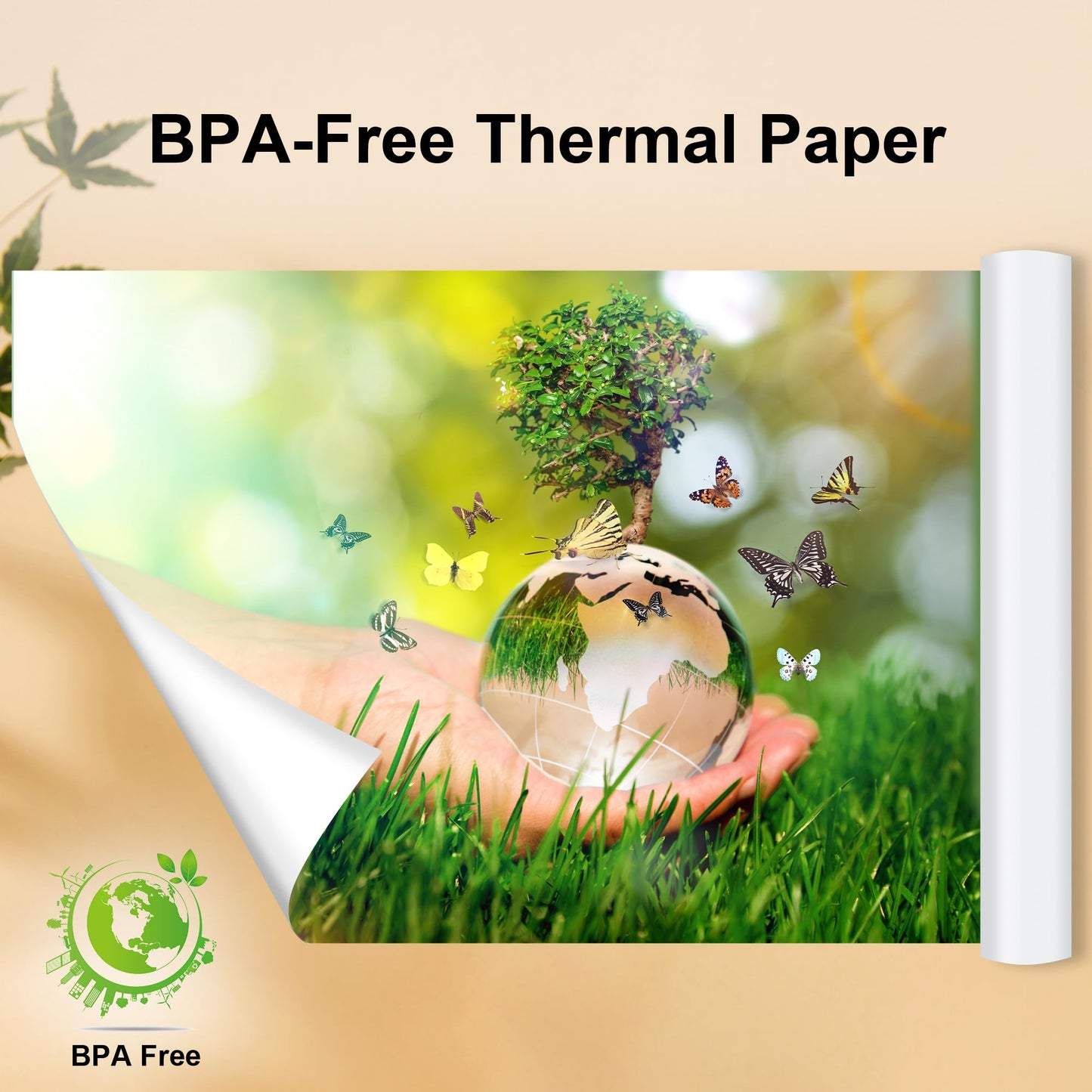 Phomemo US Letter Thermal Paper 4 Rolls, Thermal Printer Paper Supports Continuous Printing, Phomemo Paper Compatible with M832 M832D M834 Portable Printer