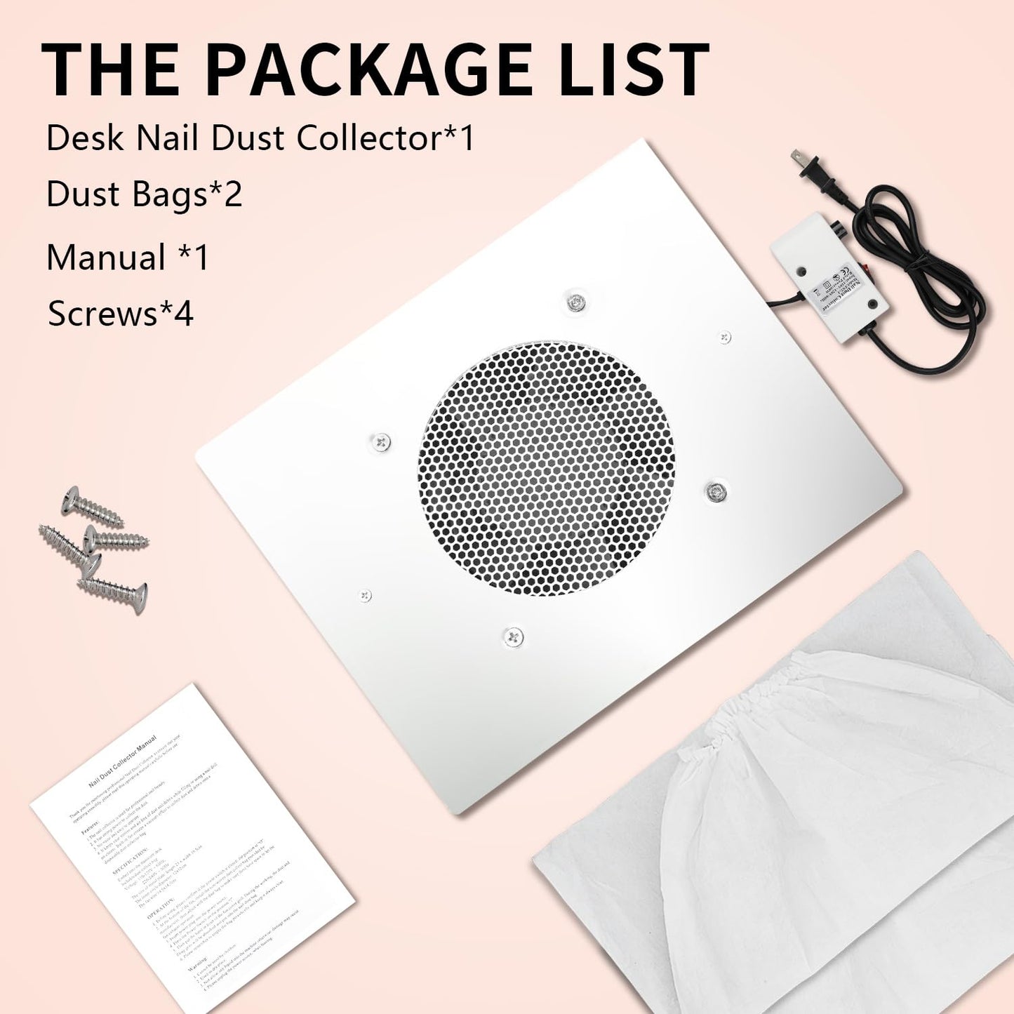 BLUETOP Nail Dust Collector 60W Nail Vacuum Cleaner Table Embedded Dust Extractor Vacuum Professional Built in Desktop Nail Dust Collector Quiet Nail Fan Low Noise for Nail Salon Home