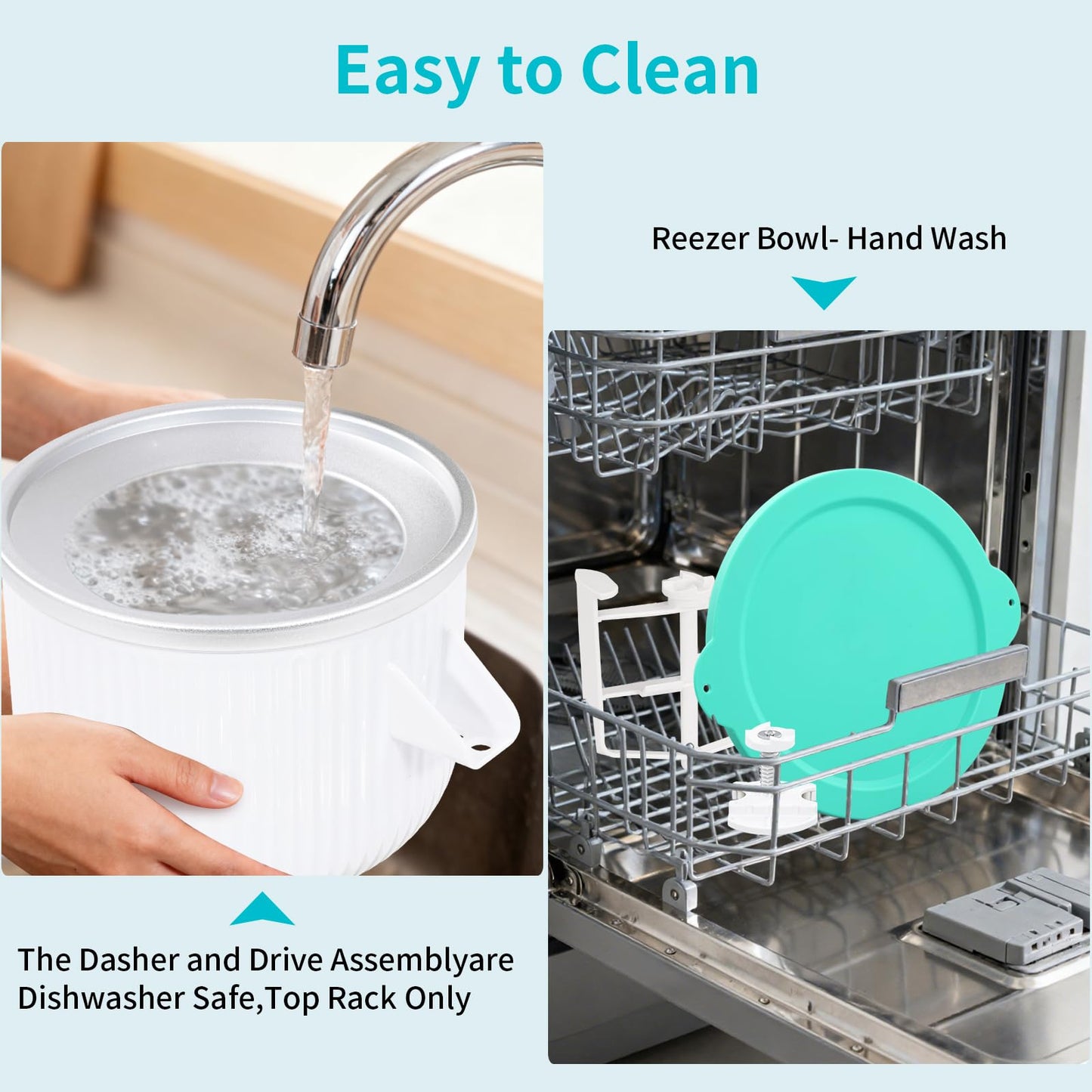 Ice Cream Attachment for Kitchenaid Stand Mixer, Ice Cream Bowl Compatible with Kitchenaid 4.5-5Qt Stand Mixer and 5-6-7Qt Bowl-Lift (with lid)