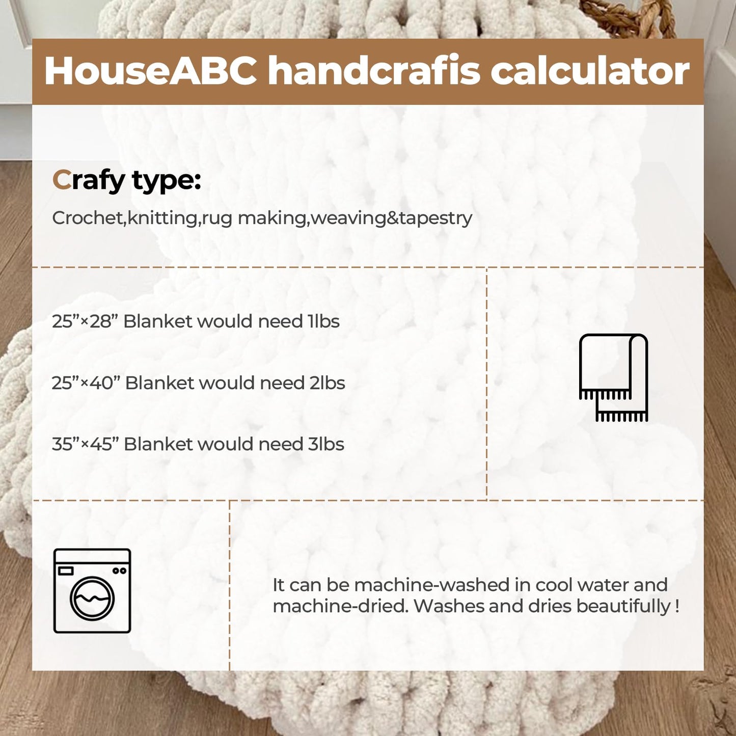 HouseABC Chunky Yarn for Hand Knitting Soft Jumbo Bulky Fluffy Yarn for Crocheting Blanket Scarf DIY 8 Pack (Black, 28yds, 8 Ounces Each)