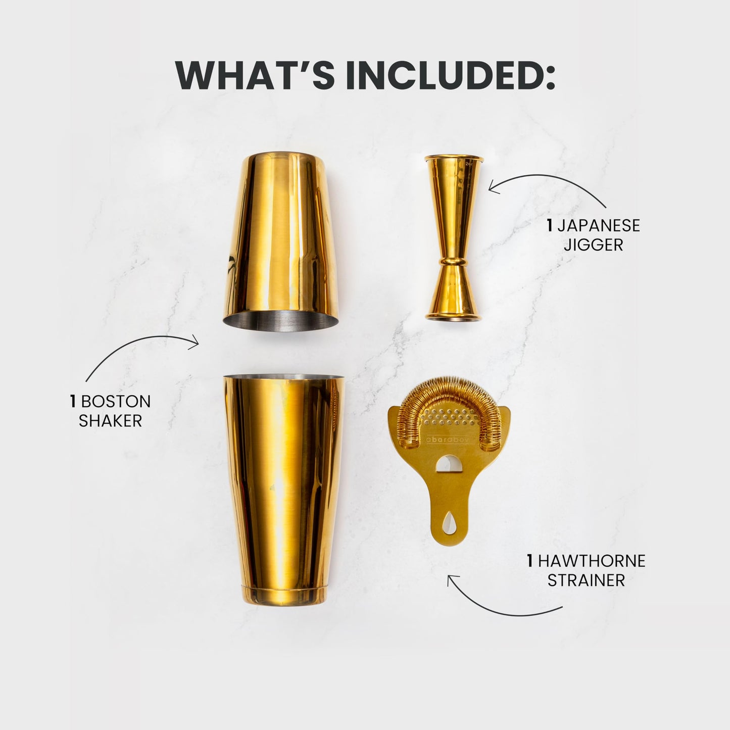 Boston Shaker Set: Professional Two-Piece Stainless Steel Cocktail Shaker Set with Hawthorne Strainer and Japanese Jigger