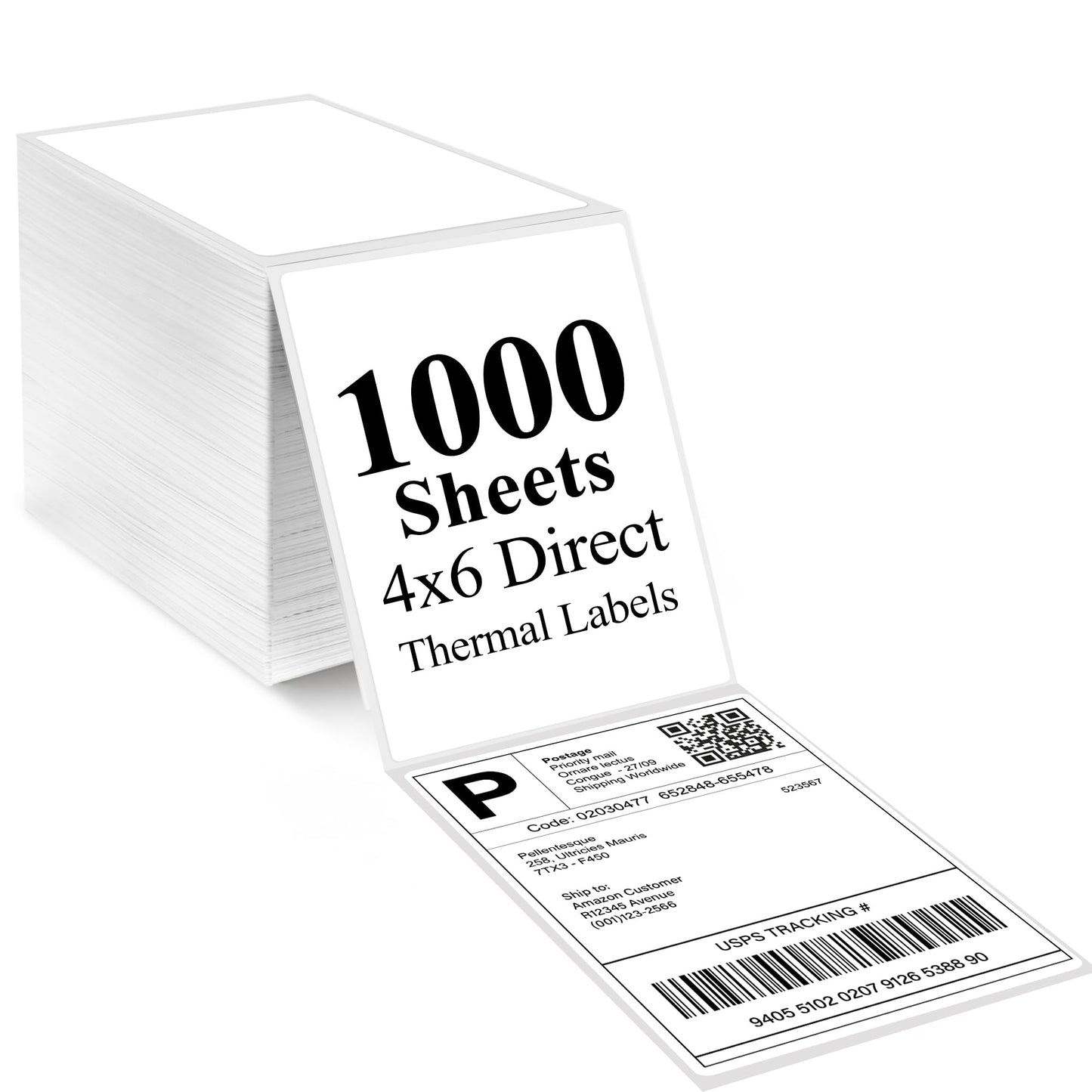 LotFancy 4x6 Direct Thermal Shipping Labels, 1000 Thermal Labels Fanfold with Perforated and Strong Adhesive, White Mailing Label Compatible with Zebra, Rollo Printer
