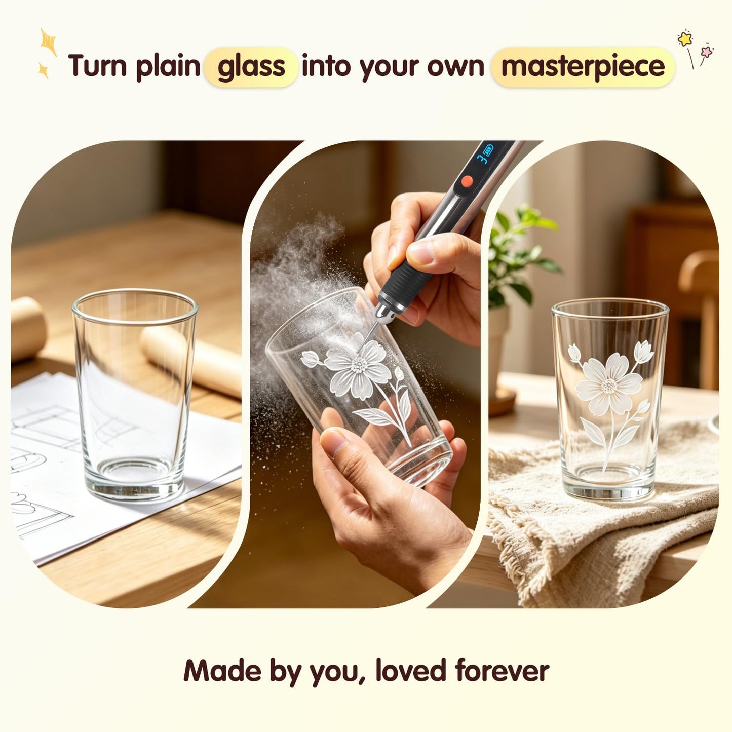 Rechargeable Cordless Electric Engraver Pen Mini DIY Engraving Tool Kit with 33 Bits and 10 Stencils for Metal Glass Ceramic Plastic Wood Jewelry