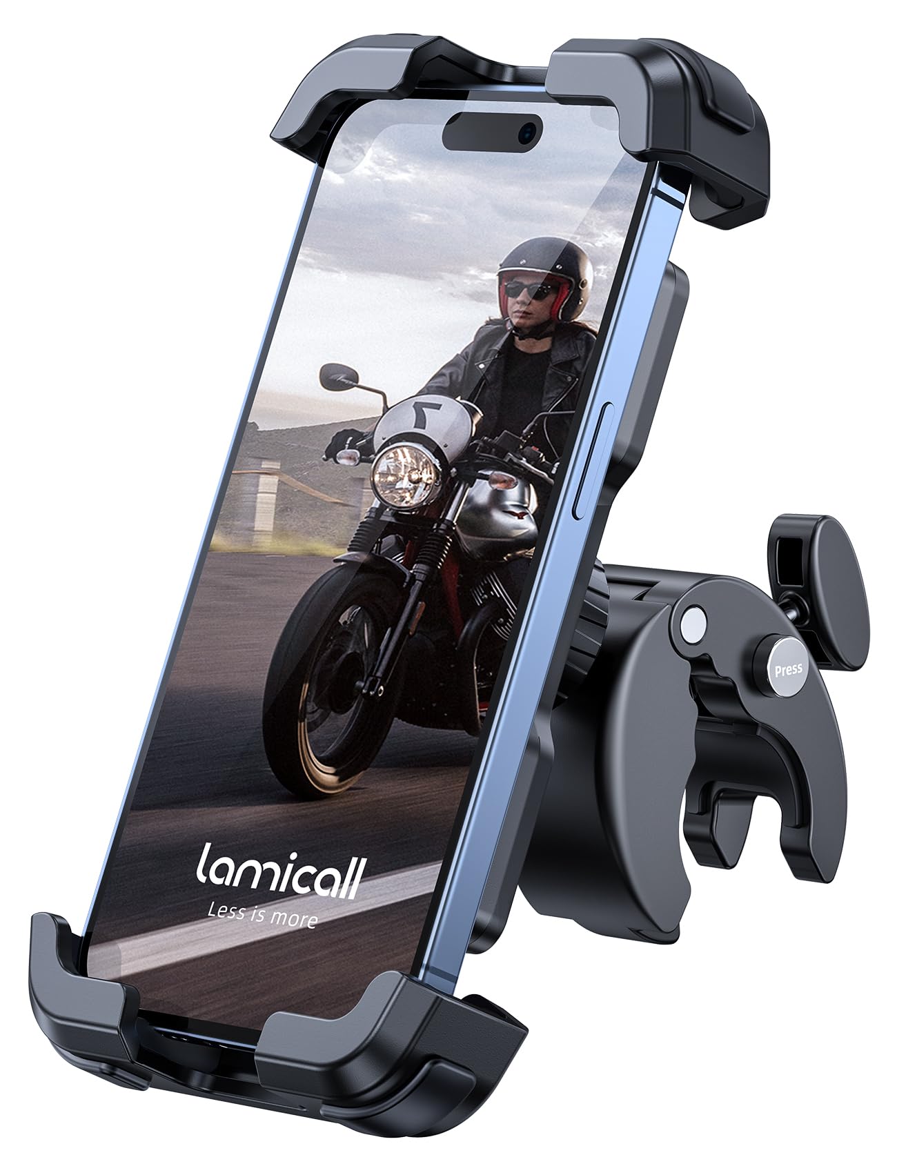 Lamicall Motorcycle Phone Mount Holder - Cell Phone Bike Holder, Adjustable Bicycle Scooter Handlebar Phone Cradle Clip for iPhone 16 15 14 Pro, iPhone 17, Galaxy S23 and 4.7"- 6.8", Mom Gift