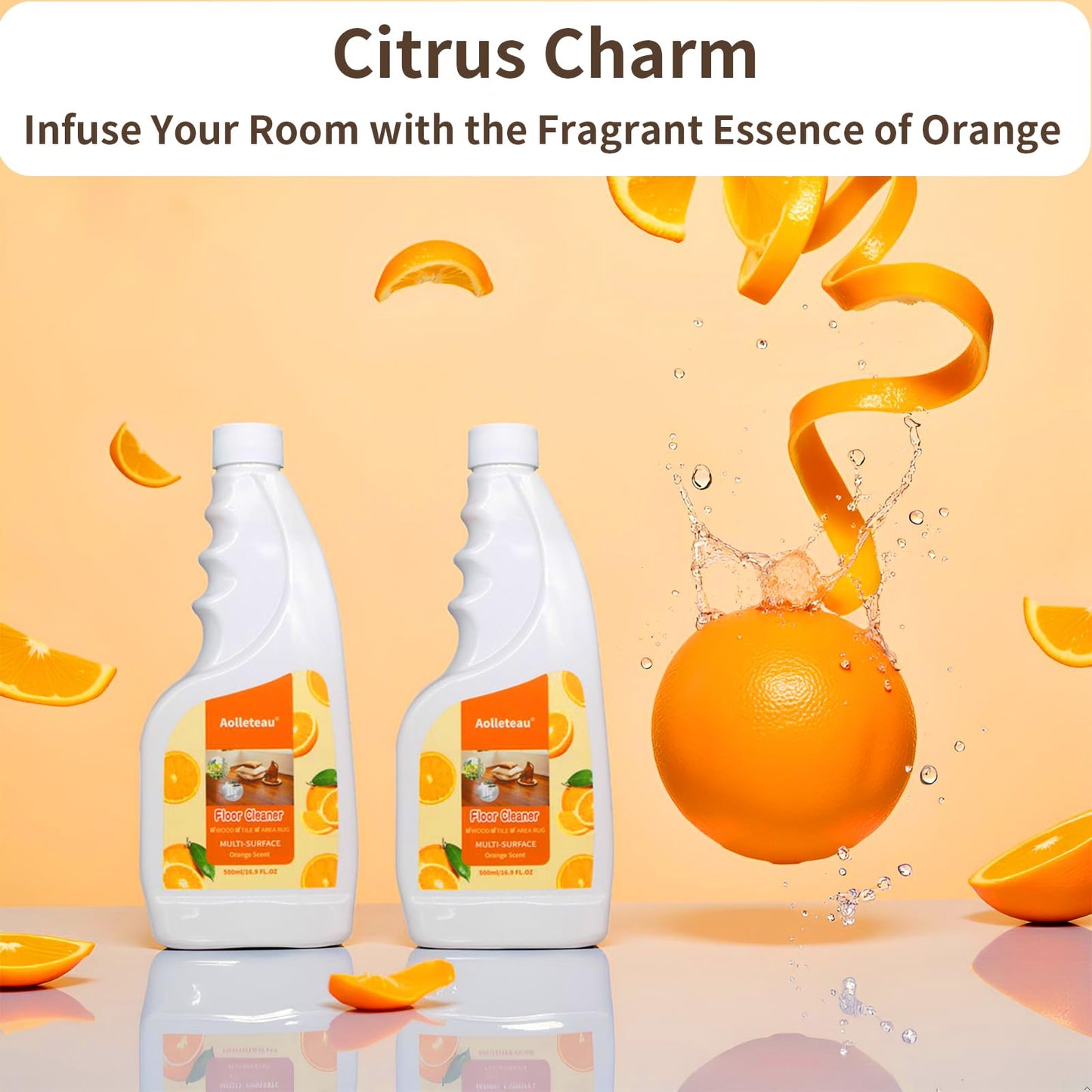 Robot Mop Cleaning Solution Concentrate Compatible with Robot Vaccum, Wet Dry Vacuums, for Roborock, Tineco, Dreame, Narwal, Shark, Bissell Mops, 1L, Dilution Ratio 1:200, Orange Scent