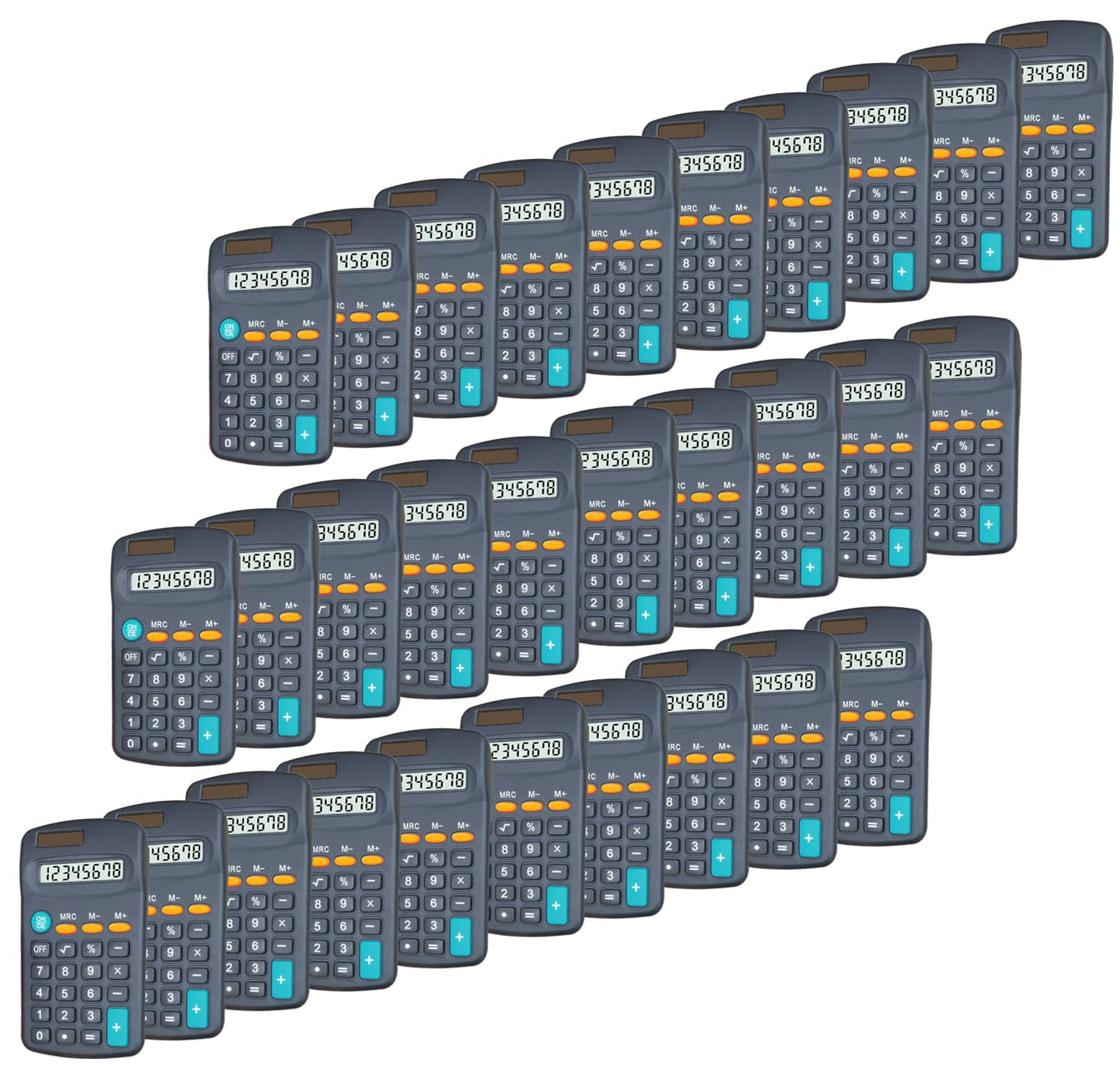 Basic Calculator Dual Power 8 Digit Desktop Calculator (Black,Set of 30)