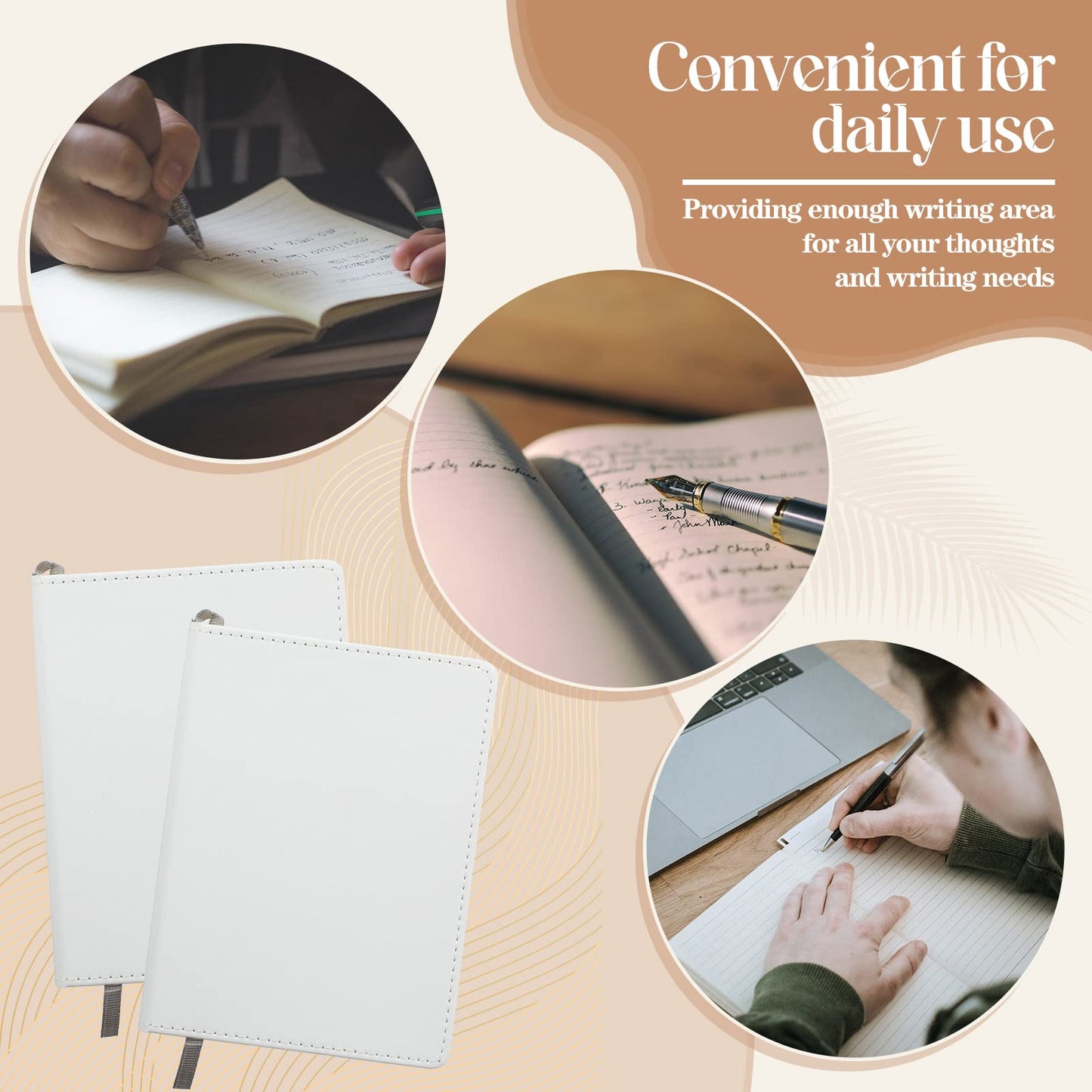 4 Pieces Sublimation Journal Blank Notebooks A6 190 Pages Thick Faux Leather Notebooks Leather Notebooks Leather Sublimation Journal Notebooks for School Office Home Travel Writing Supplies,