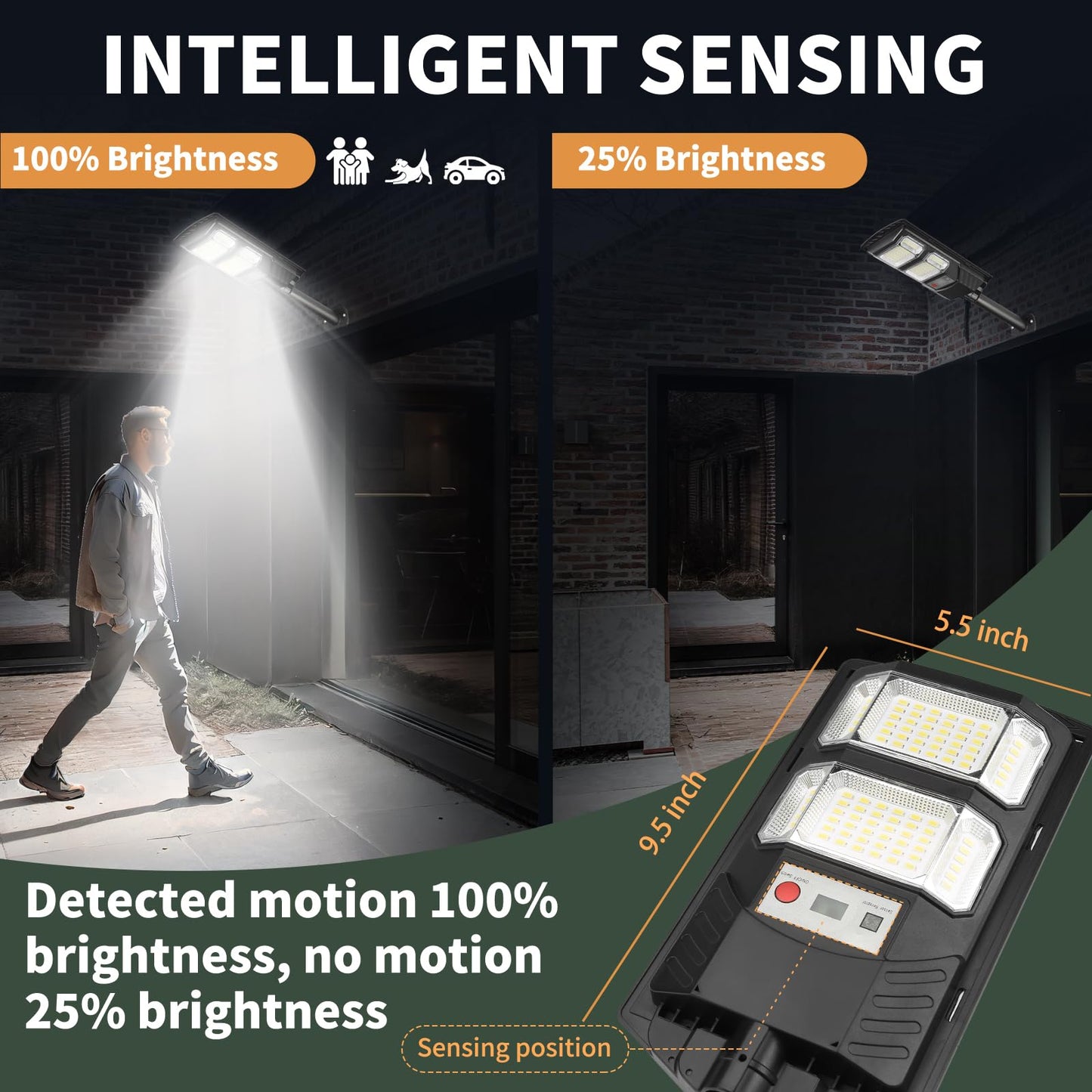 Solar Flood Lights Outdoor 2 Pack Waterproof Dusk to Dawn Solar Powered Street Lights Motion Sensor Wide Angle Security Wall Mount Lamp Remote Control for Backyard Parking Path