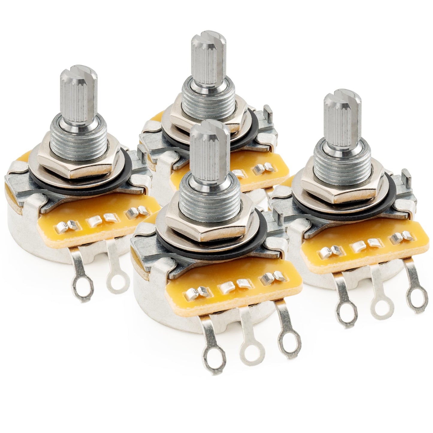 CTS 450 A500K Pots Standard Split Shaft 3/8 Inch 10% Audio Taper Potentiometers for Electric Guitar Bass (Set of 4)