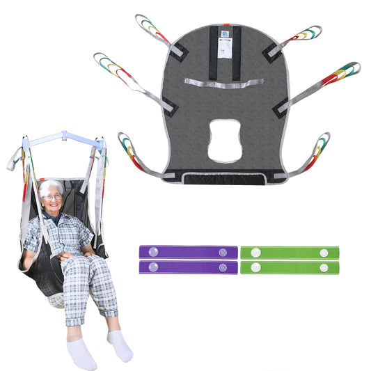 6-Point Universal Full Body Patient Lift Sling,Breathable Mesh & Commode Opening,Fit for Hoists Safe Weight Capacity of 500 lbs (Small)