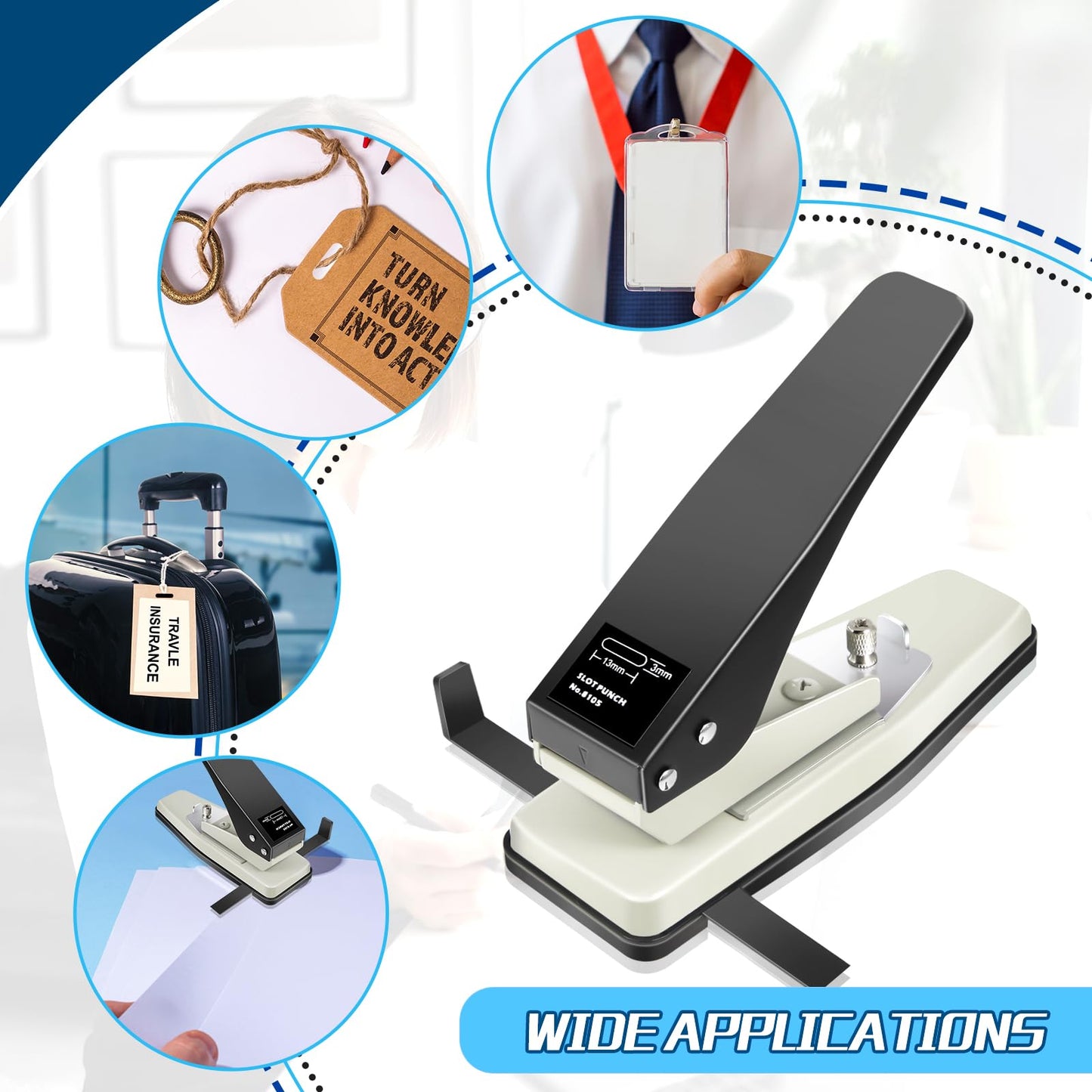 Gisafai 2 Pcs Badge Slot Hole Punch ID Card Slot Punch Hand Held Metal Hole Puncher Oval Slotting Tool for PVC ID Card, Luggage Tag, Name Tag and Badge Holder