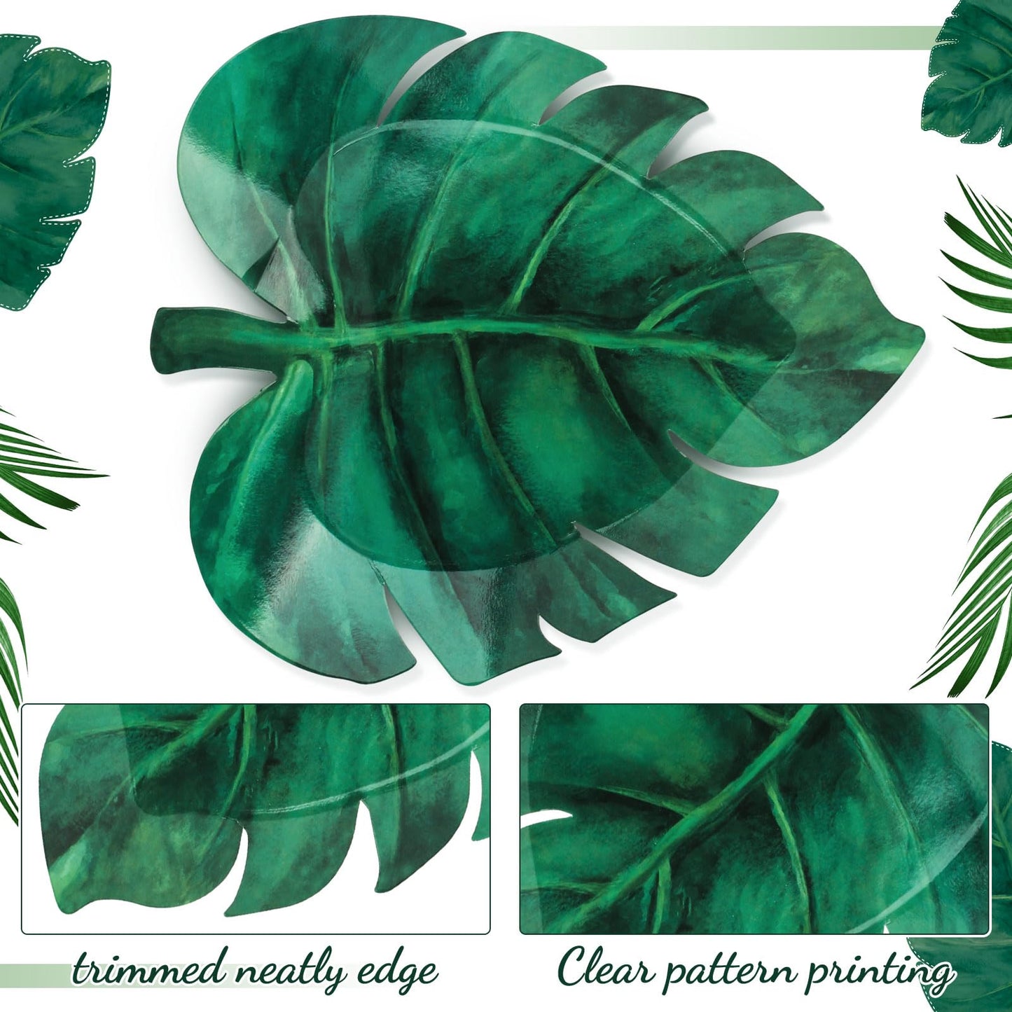 Zonon 50 Pcs Turtle Leaf Paper Plates Hawaiian Luau Party Disposable Plates Jungle Palm Leaf Supplies Birthday Decoration for Holiday Summer Food Snack Appetizer Lunch Dinner Dessert Tray Tableware