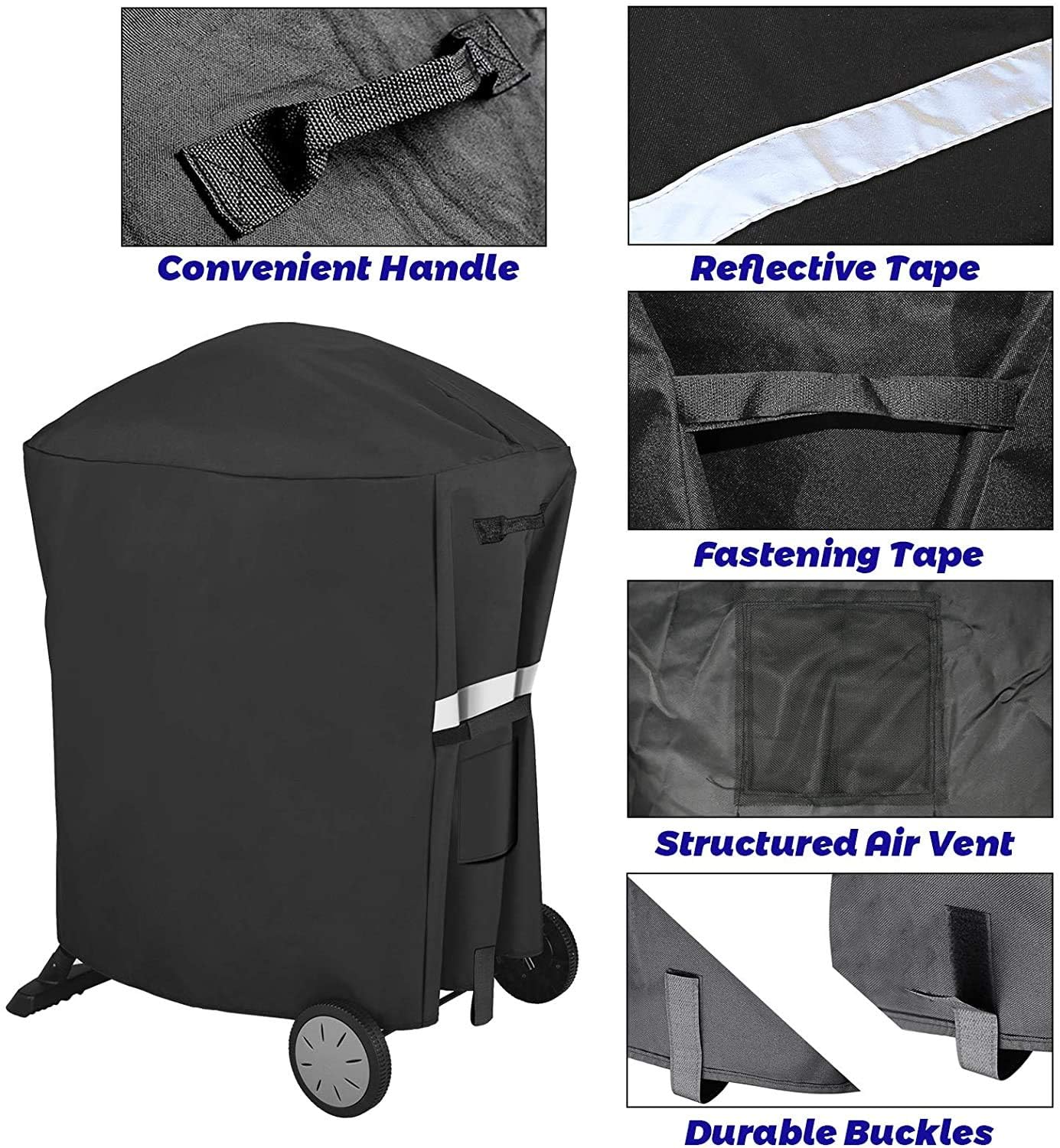 GFTIME 7113 Grill Cover for Weber Q100 Q120 Q1000 Q1200 Q200 Q220 Q2000 Q2200 Q2400 Q2800N+ Series Gas Grills, 600D,Heavy Duty BBQ Cover for Weber Q Portable cart, Waterproof and UV Resistant