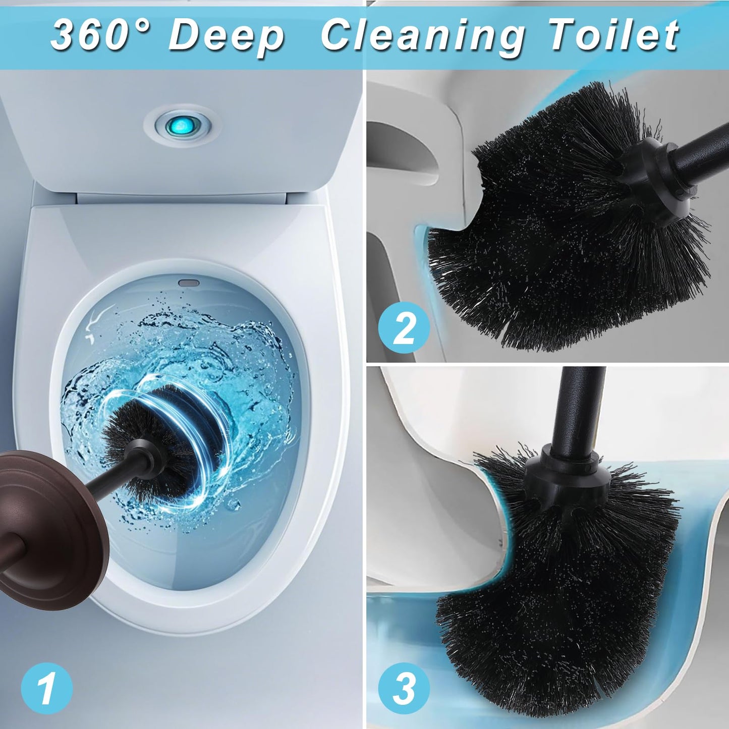 Bronze Stainless Steel 304 Toilet Brush and Holder,Toilet Bowl Brush with Long Handle for Bathroom,Toilet Cleaner Brush-Space,Saving,Covered Brush,Durable, Deep,Cleaning,Splash Resistant