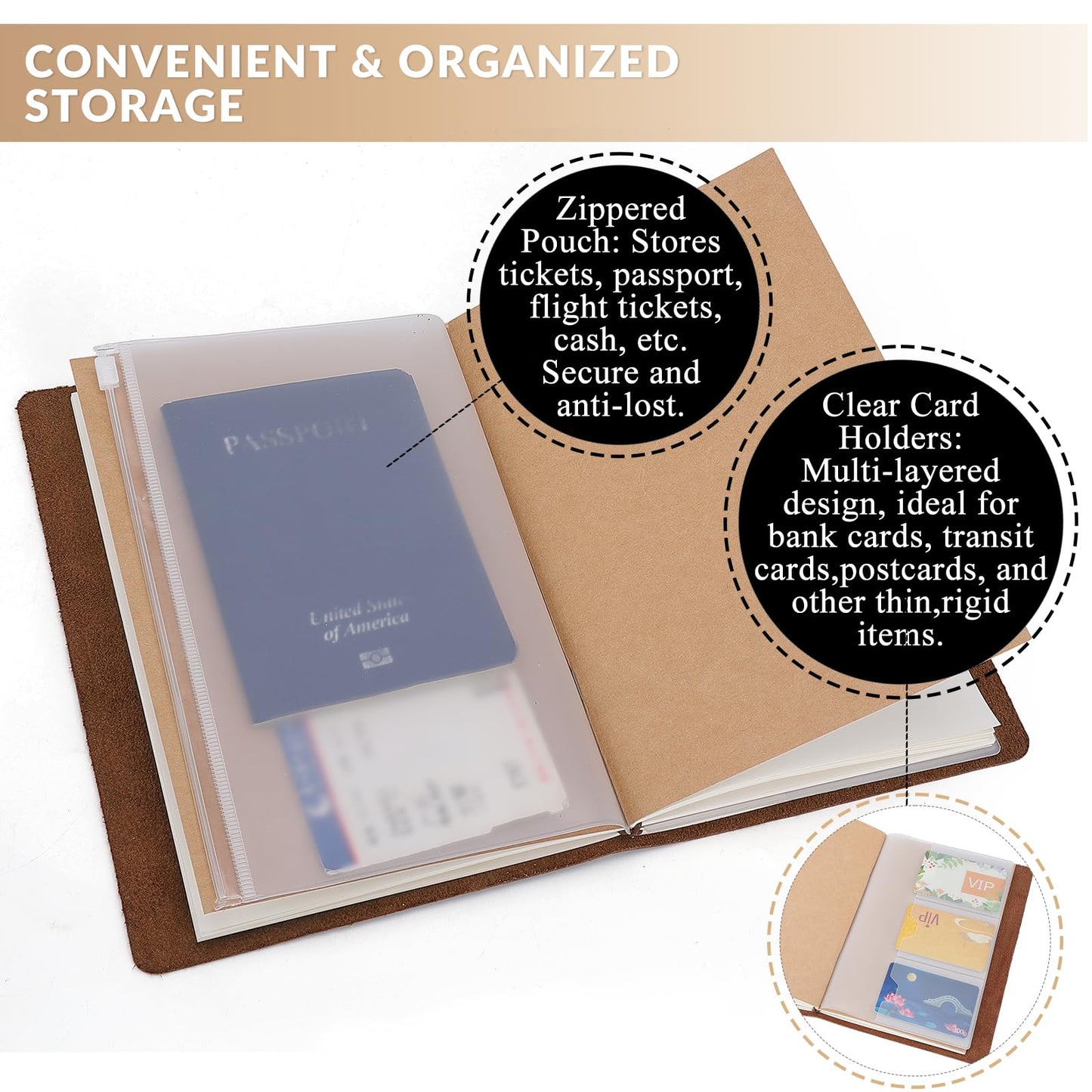 TIDING Genuine Leather Notebook Travel Journal for Men & Women, Refillable A5 Writing Journals Diary with Blank Pages for Writing, Drawing, and Sketching