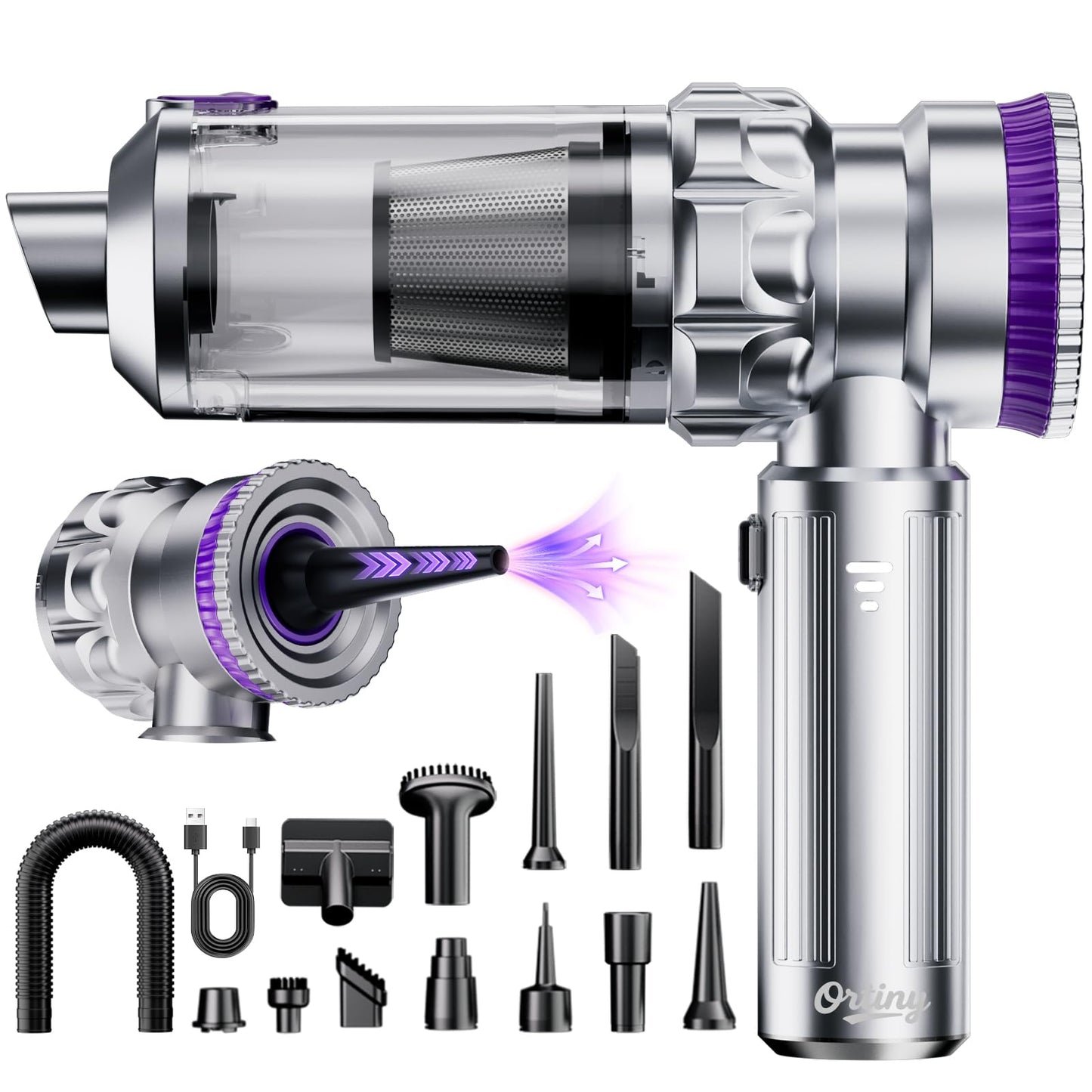Handheld Car Vacuum Cleaner Portable Cordless Powerful 28000PA Strong Suction 4 in 1 Mini Rechargeable Lightweight Hand Held Car Vacuum with Brushless motor for Cars Home Pet Gift for women men Purple