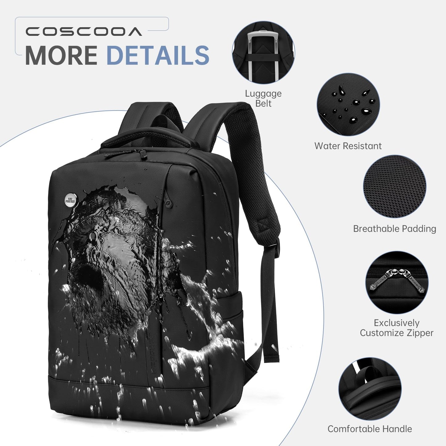 COSCOOA 6x13x17 inch Personal Item Bag for Budget Flights in Canada,15x33x43 cm Travel Bag, Expandable Carry On Travel Backpack,Underseat Travel Duffel Bag,15.6 inch Laptop Backpack