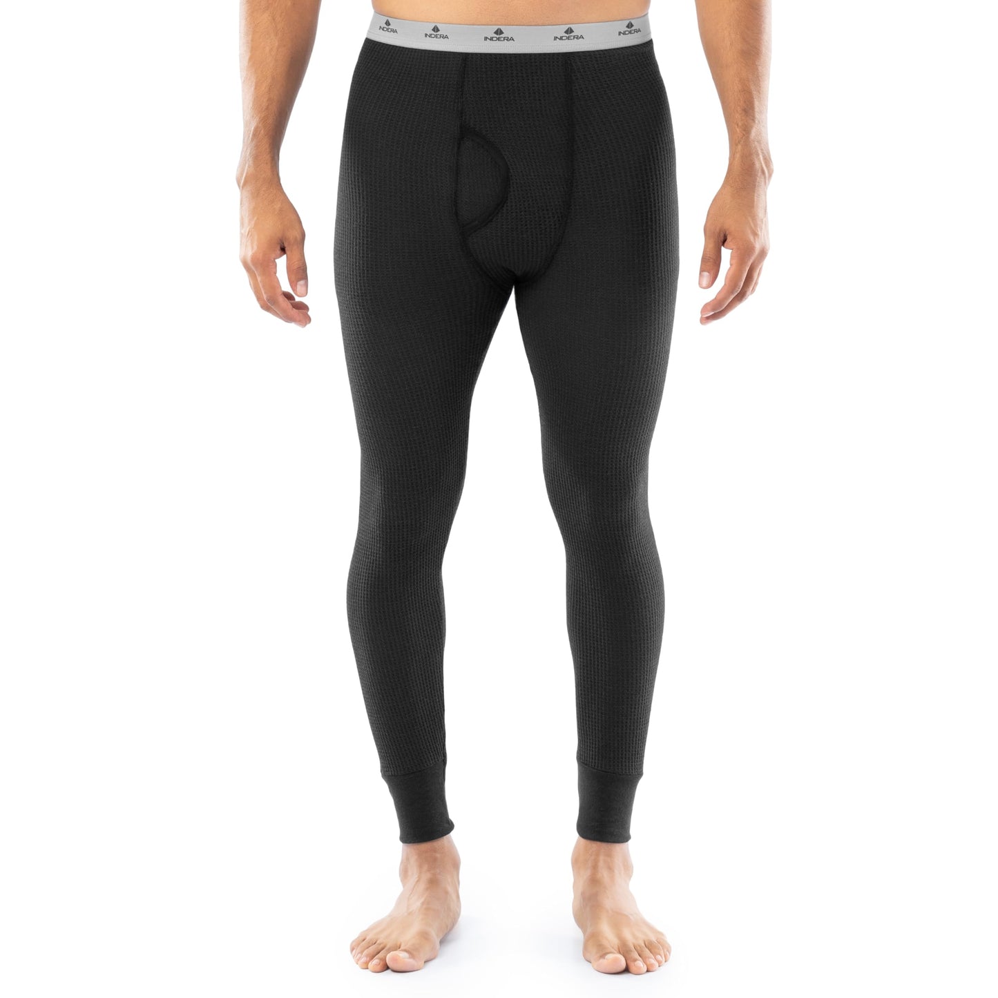 Indera Men's Traditional Long Johns Thermal Underwear Pant, Black, XL - Pack of 2