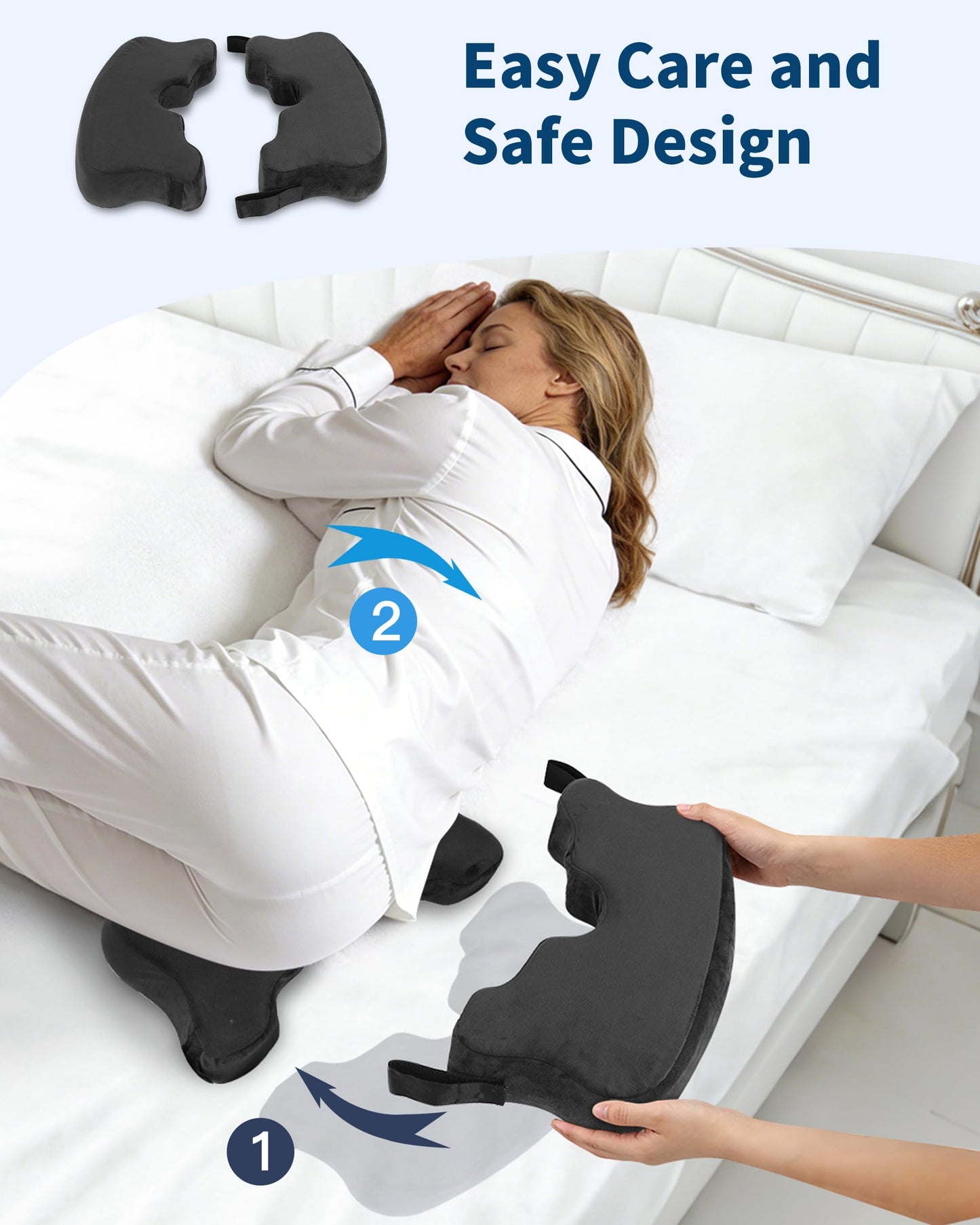 HOMCA Bed Sore Cushions for Butt, Memory Foam Bedsore Pressure Relief Cushion for Sleeping and Sitting, Hemorrhoid Cushion for Coccyx, Sciatica, Postpartum Recovery, and Surgery Rehabilitation(Black)