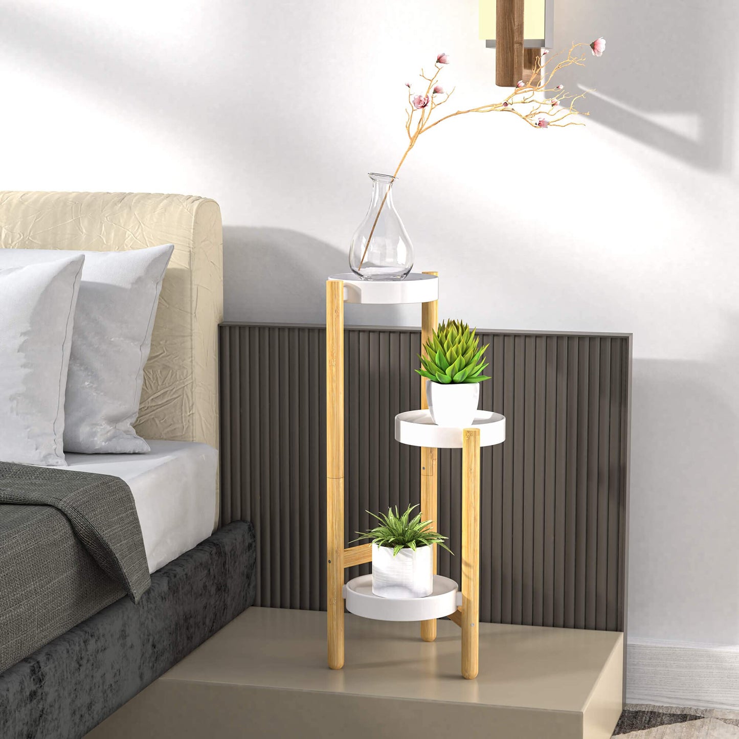 Wisuce Corner Plant Stand Indoor, 3 Tier Tall Bamboo Plant Stand Holder & Plant Shelf Display Rack for Indoor Home Decor (3 Tier)
