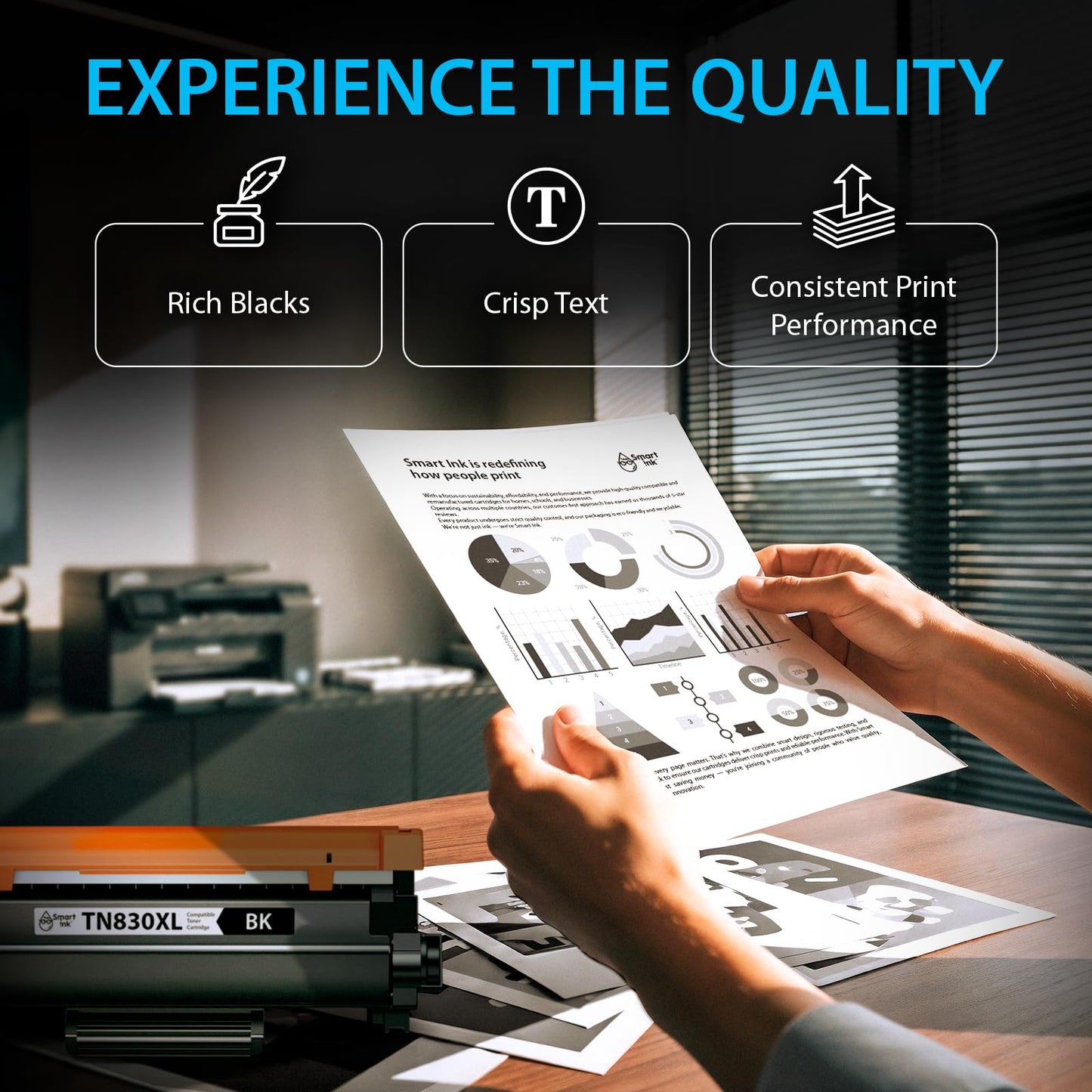 Smart Ink Compatible TN830XL Toner Cartridge Replacement for Brother TN830XL TN830BK TN830 XL with CHIP (2 Pack) to use with DCP-L2640DW HL-L2460DW MFC-L2820DW HL-L2400D HL-L2405W HL-L2865DW Printers
