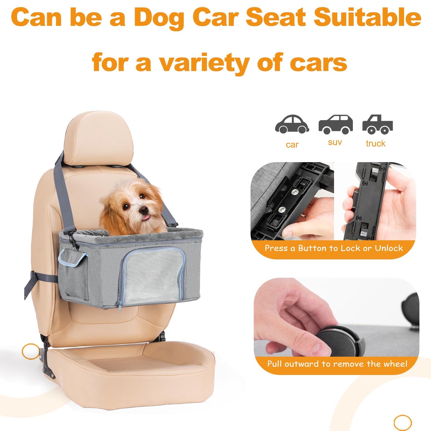 NOVOLAB Pet Carrier for Small Dog Cat, Cat Dog Carrier with Wheels Soft Sided Dog Rolling Crate Cat Travel Bag up to 15 Lbs Pet Strollers for Small Pets