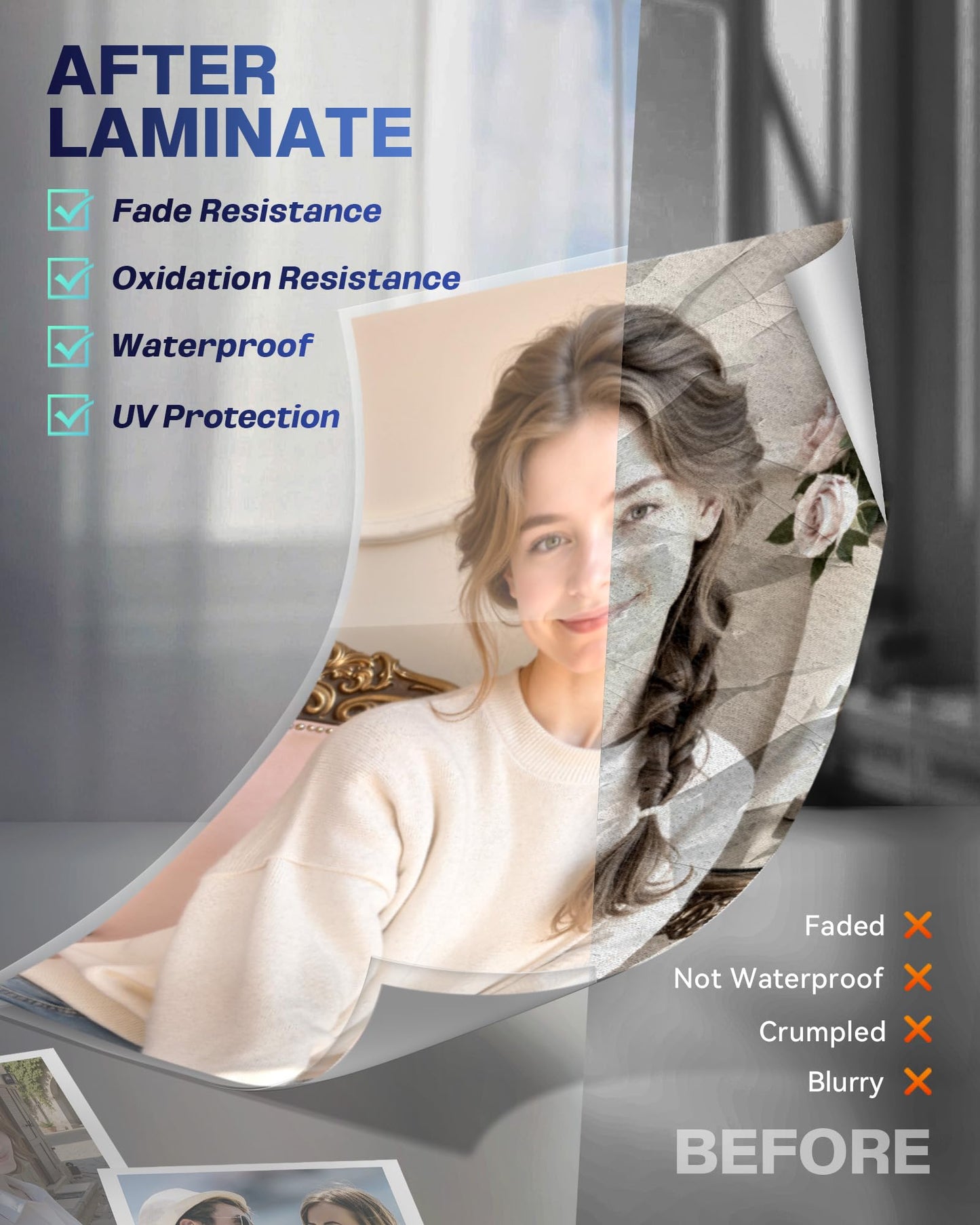 Uinkit Self-Adhesive Laminating Sheets, Self Stick 4Mil 100 Sheets 8.7 x 12.2 Inches Clear Self Sealing Laminating Sheets Suitable for 8.5x11 inches Letter Size (8.7x12.2”-4Mil-100Sheets)