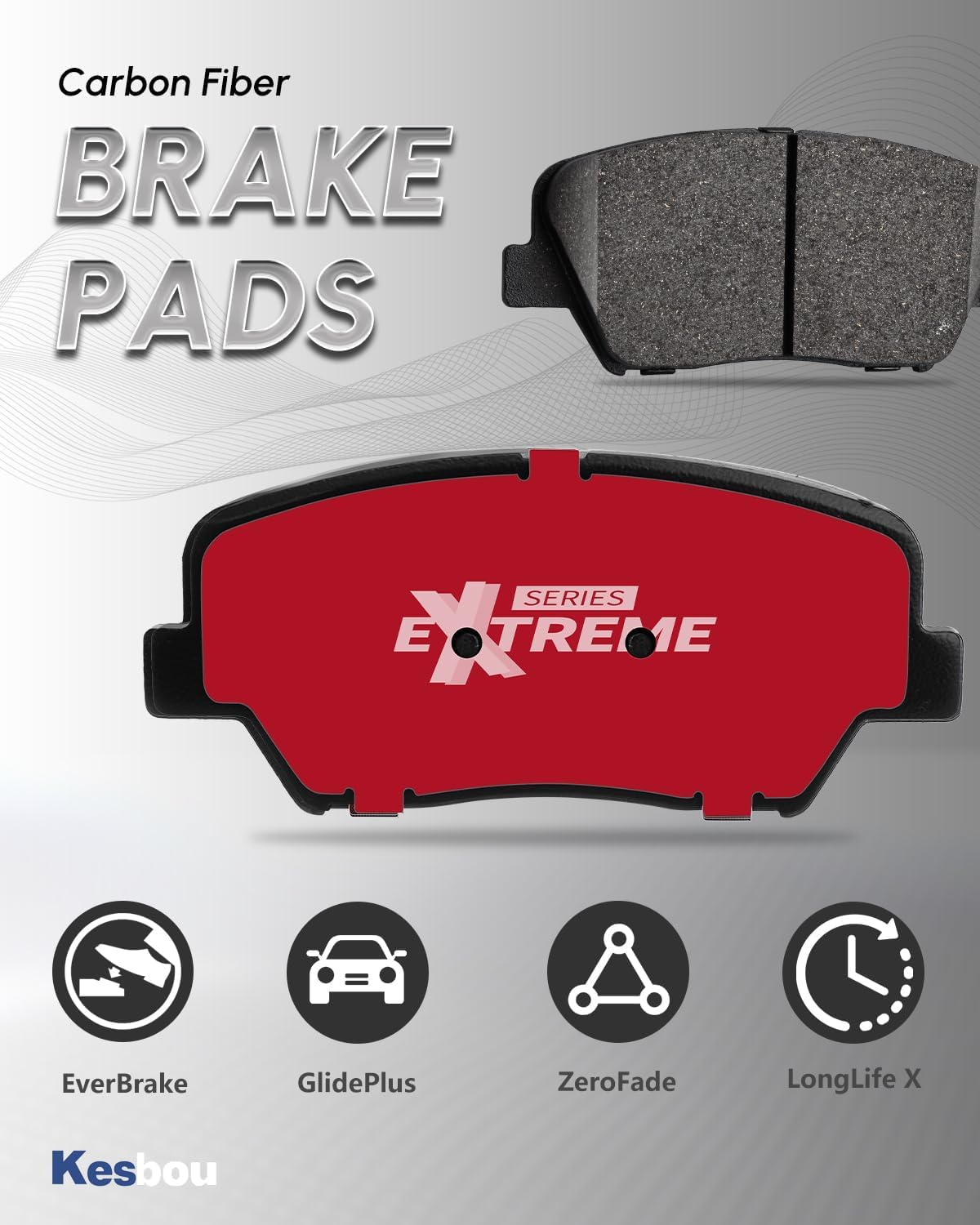 KESBOU Carbon Fibre Front Brake Pad Compatible With 2007-2009 Chrysler Aspen, 2005-2011 Dodge Dakota, 2006-2018 Ram 1500, 2019-2023 Ram 1500 Classic 2006-2009 Raider