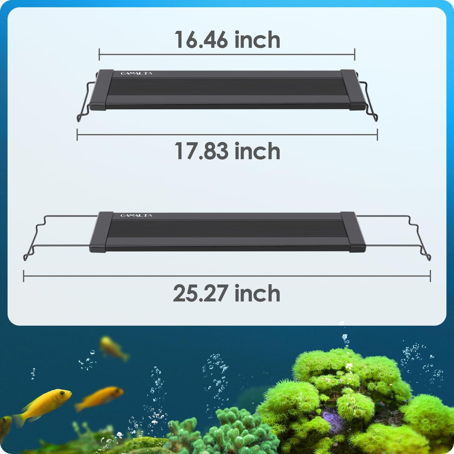 Gamalta Aquarium Light, 18W 24/7 Natural Mode Aquarium Light, Sunrise/Daylight/Moonlight Mode and Custom Mode with Expandable Bracket, Adjustable Timer and 7 Color Brightness for 18~24IN Fish Tank