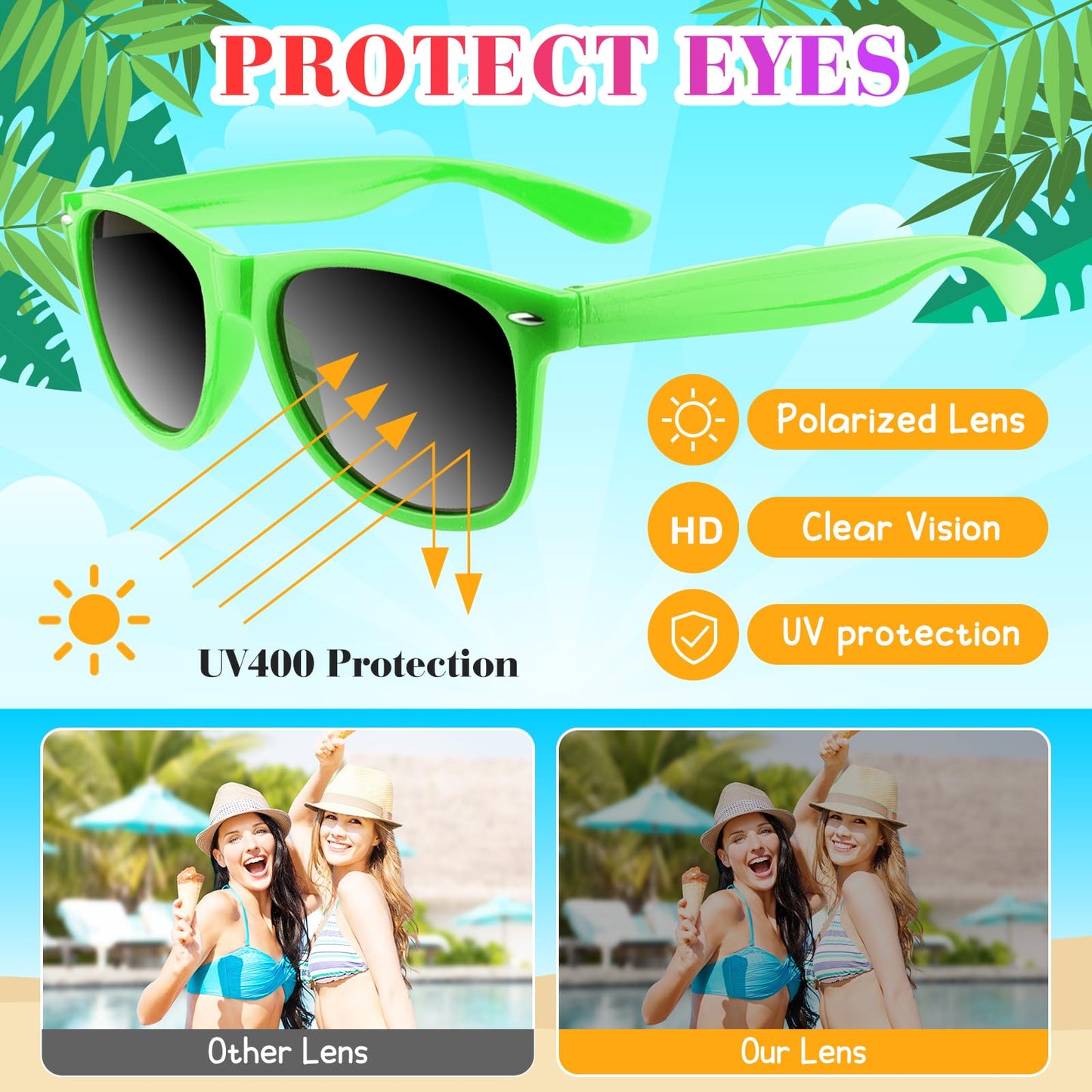 ASTARON 64 Pcs Sunglasses Bulk Neon Party Favors Goody Bag Fillers for Beach Wedding Pool Party Supplies, 8 Colors