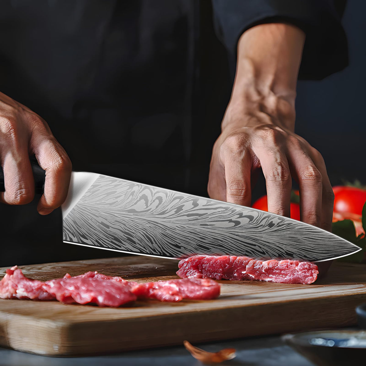 SANMEIHO Chef Knife in Powder Steel, Japanese Kitchen Knife 8 Inch, Ultra Sharp Chef's Knives, High Carbon Japanese Utility Knives for Meat Vegetable with Ergonomic Pakkawood Handle