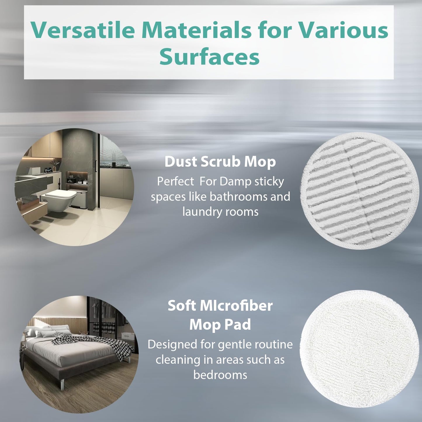 BIHARNT 8 Pack Spin-Wave Mop Replacement Pads Compatible with Bissell Spin-Wave 2039,2039A,2124,2307,23157,20391,20399 Series Steam Mop Pads for Bissell Spin-Wave Hard Floor Cleaner