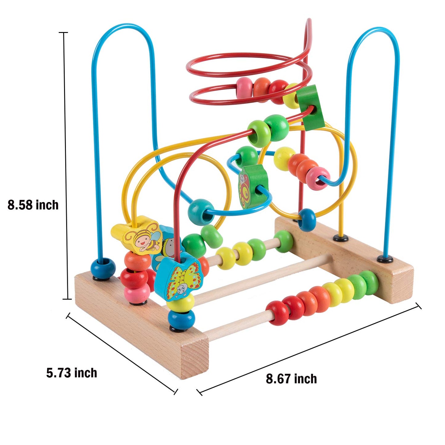 Joqutoys First Bead Maze for Toddlers,Wooden Educational Roller Coaster Animal Circle Toy, Abacus Beads Game for Kids