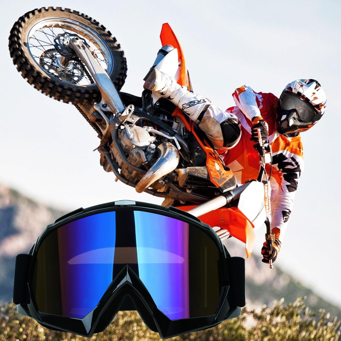 XYOP Dirt Bike Goggles ATV Motorcycle Goggles 2-Pack Motocross Goggles for Adult Men Women Youth Kids Helmet Goggles UTV Bike Goggles Off-road Goggles UV400 Anti-Fog Windproof Dustproof Color Lens