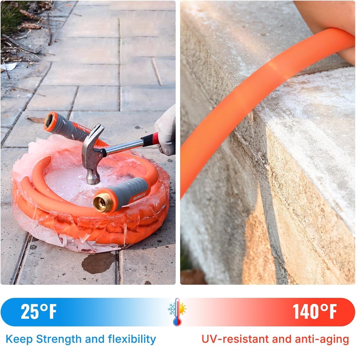 YAMATIC Heavy Duty Garden Hose 5/8 in x 30 ft, Super Flexible Water Hose, All-Weather, Lightweight, Burst 600 PSI