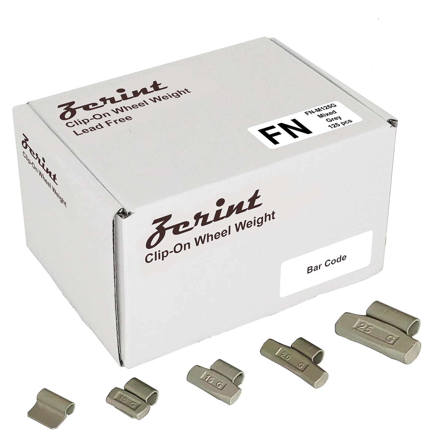 Zerint FN Style, Grey, 125 pcs/kit, Wheel Weight Kit, 5g, 10g, 15g, 20g, 25g 25pcs Each.